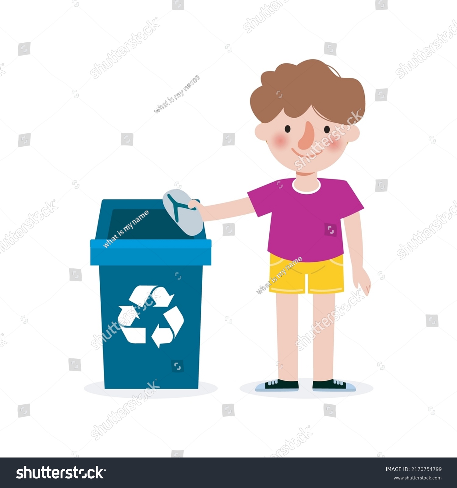 Kid Collect Rubbish Recycling Child Segregating Stock Vector (Royalty ...