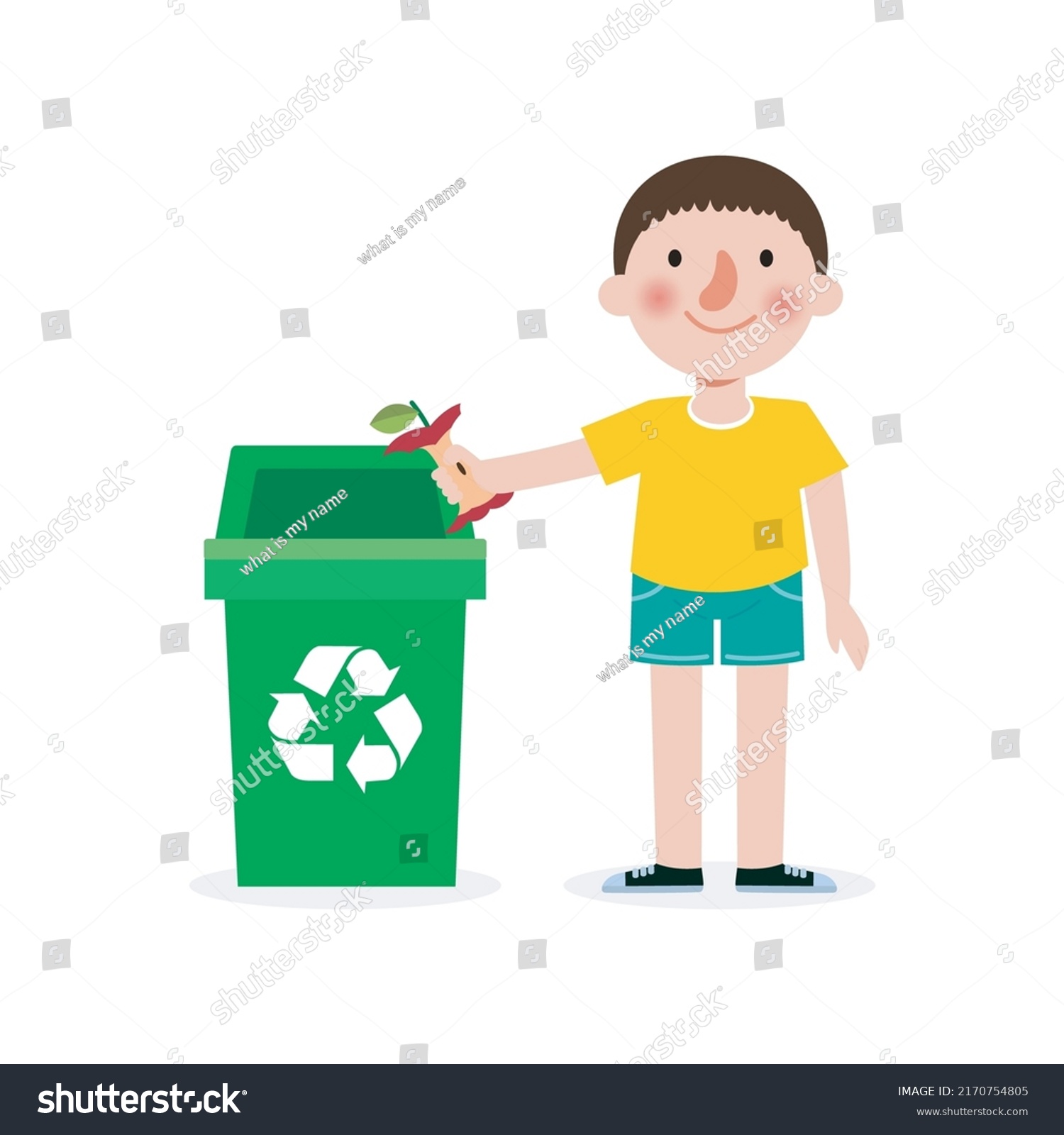 Kid Collect Rubbish Recycling Child Segregating Stock Vector (Royalty ...