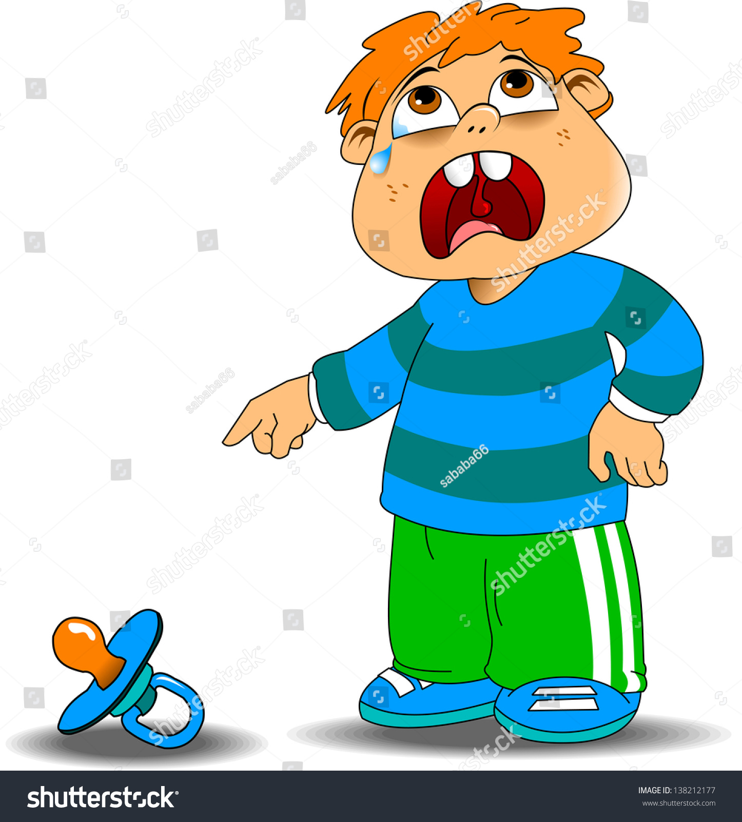 Kid Crying Blue Sweater Because Fallen Stock Vector 138212177 ...