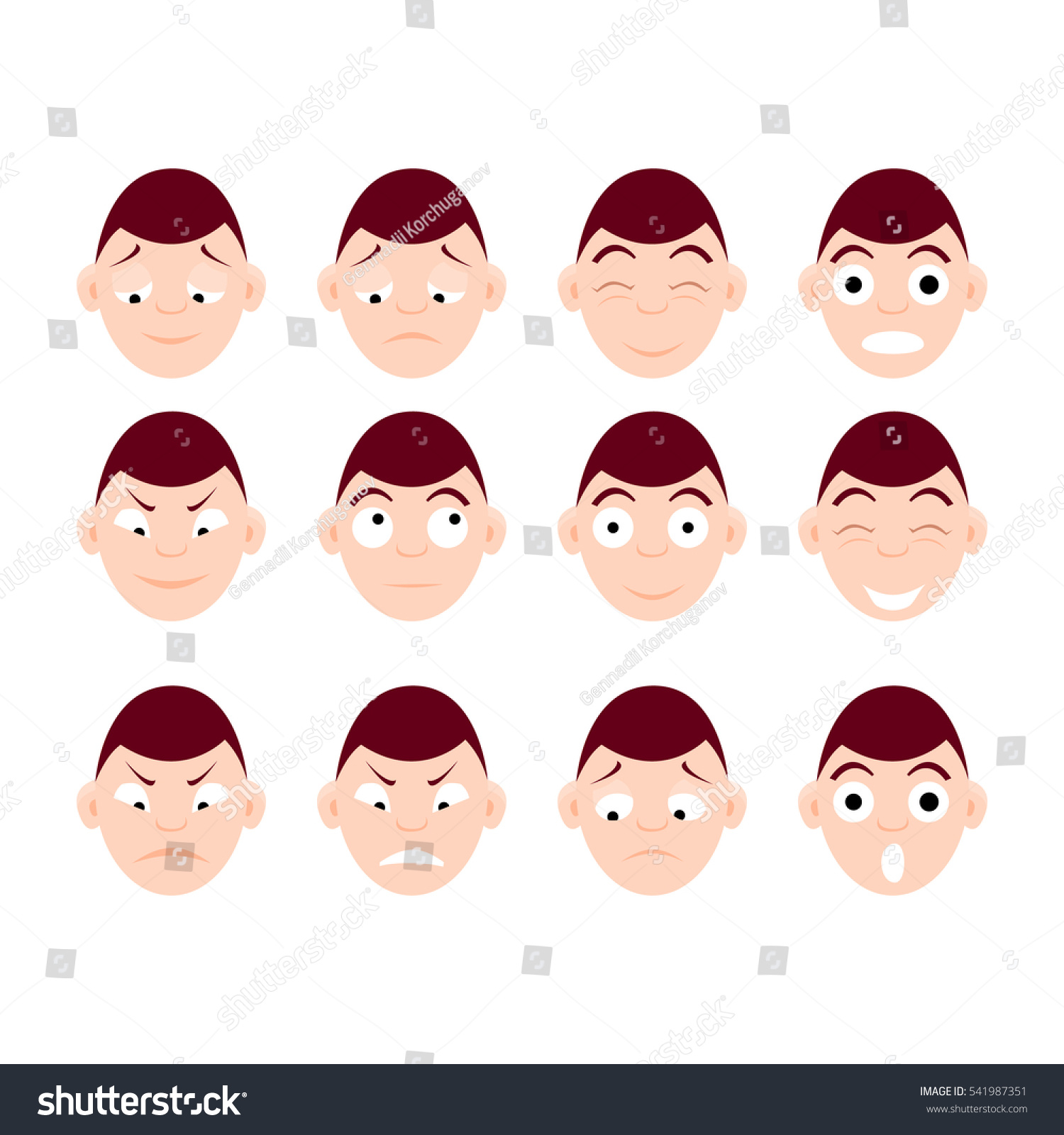 Kid Emotions Icon Faces Set Man Stock Vector (Royalty Free) 541987351 ...