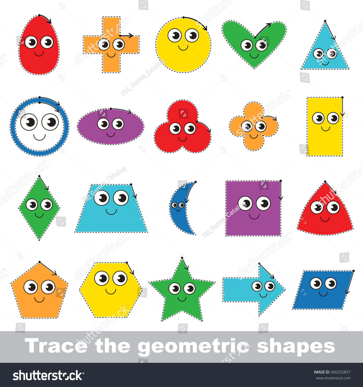 Kid Game Trace Learn Geometric Shapes Stock Vector Royalty Free