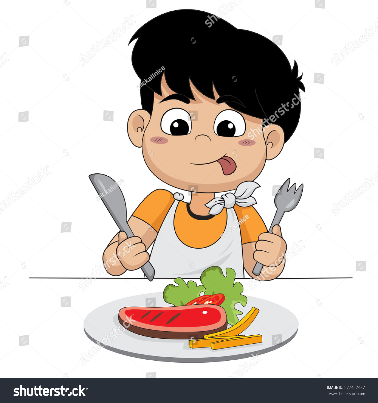 Kid Happy Steakvector Illustration Stock Vector (Royalty Free ...