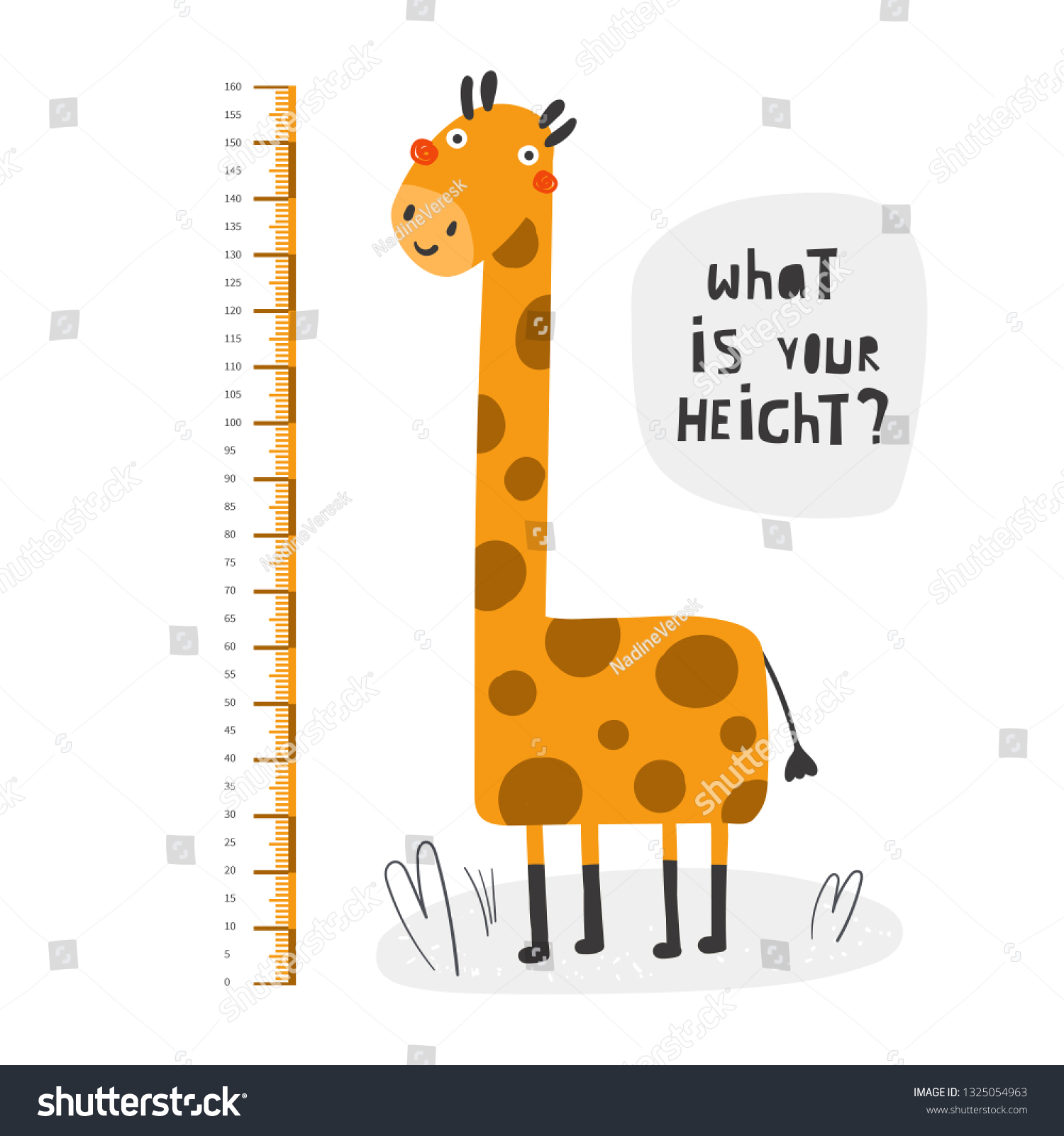 Kid Height Measurement Centimeter Chart Giraffe Stock Vector (Royalty