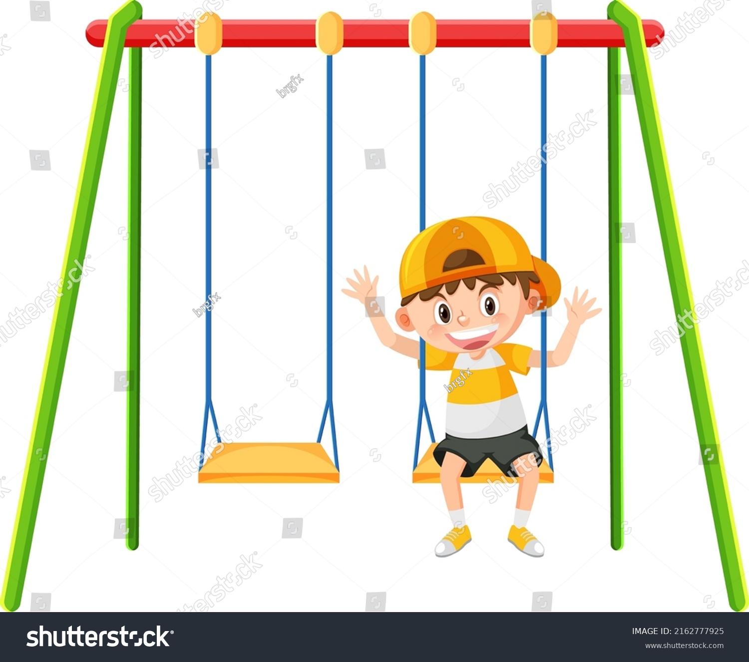 Kid On Swing Set Playground On Stock Vector (Royalty Free) 2162777925 ...