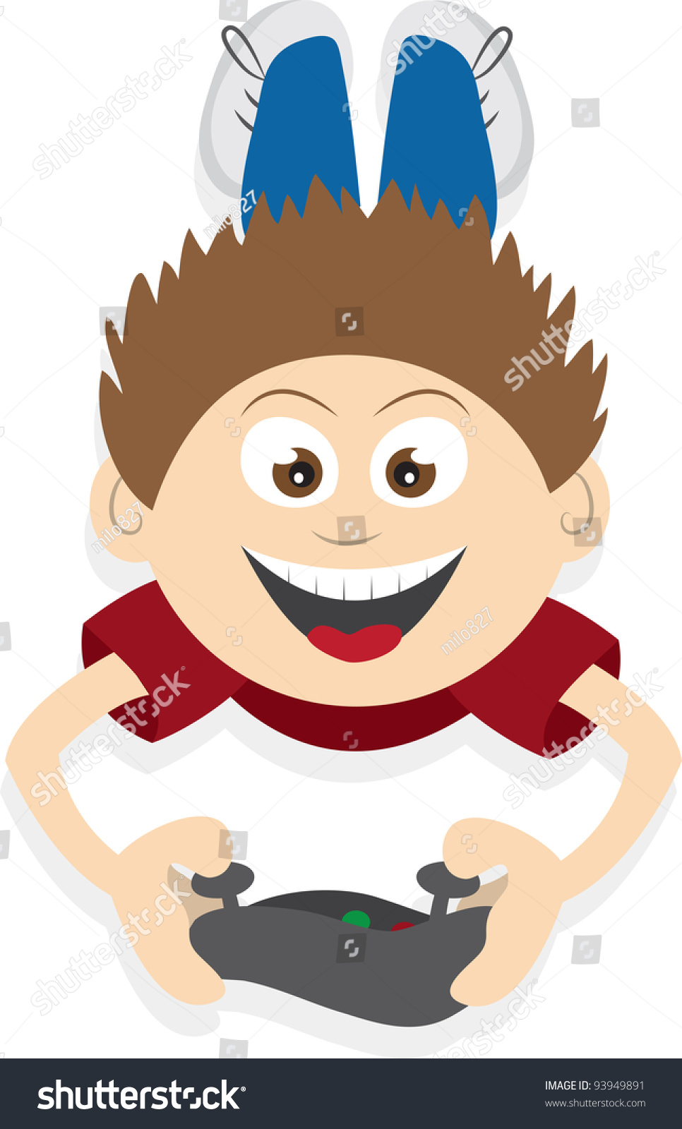 cartoon kid playing video games