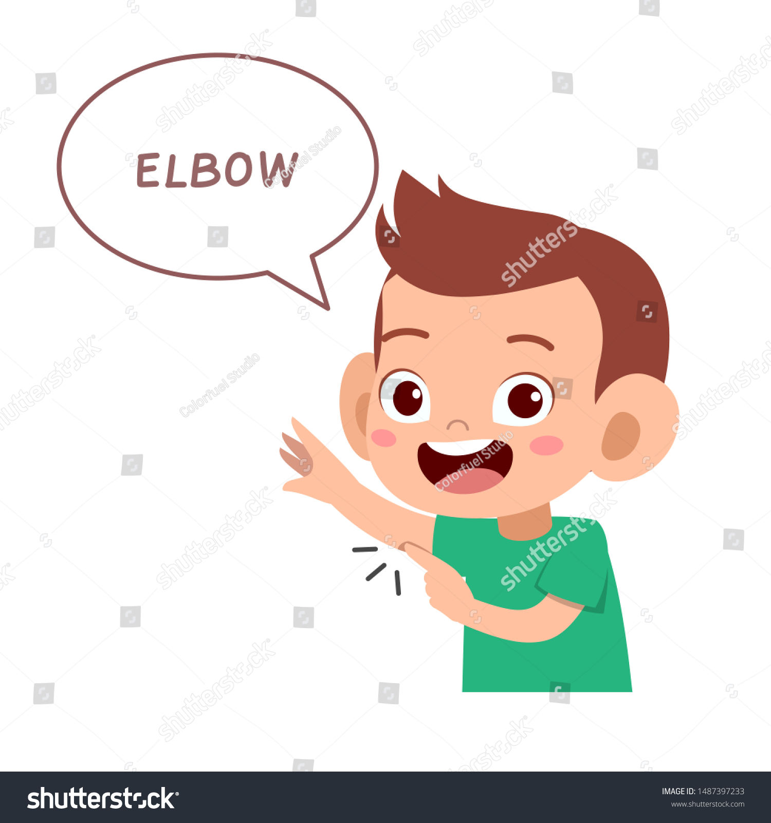 Kid Pointing Body Part Vector Stock Vector (Royalty Free) 1487397233