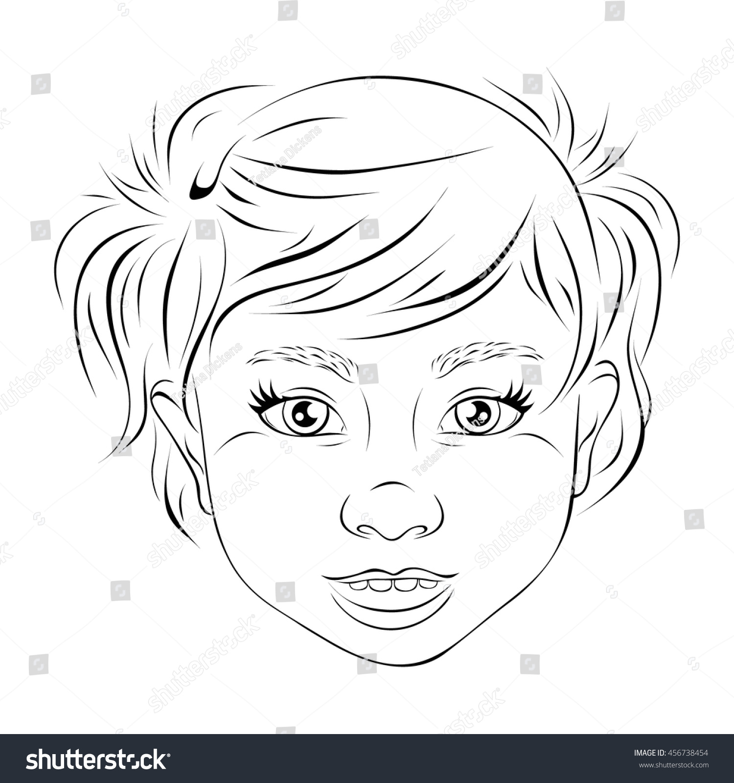 Kids Face Black White Drawing 스톡 벡터(로열티 프리) 456738454 Shutterstock