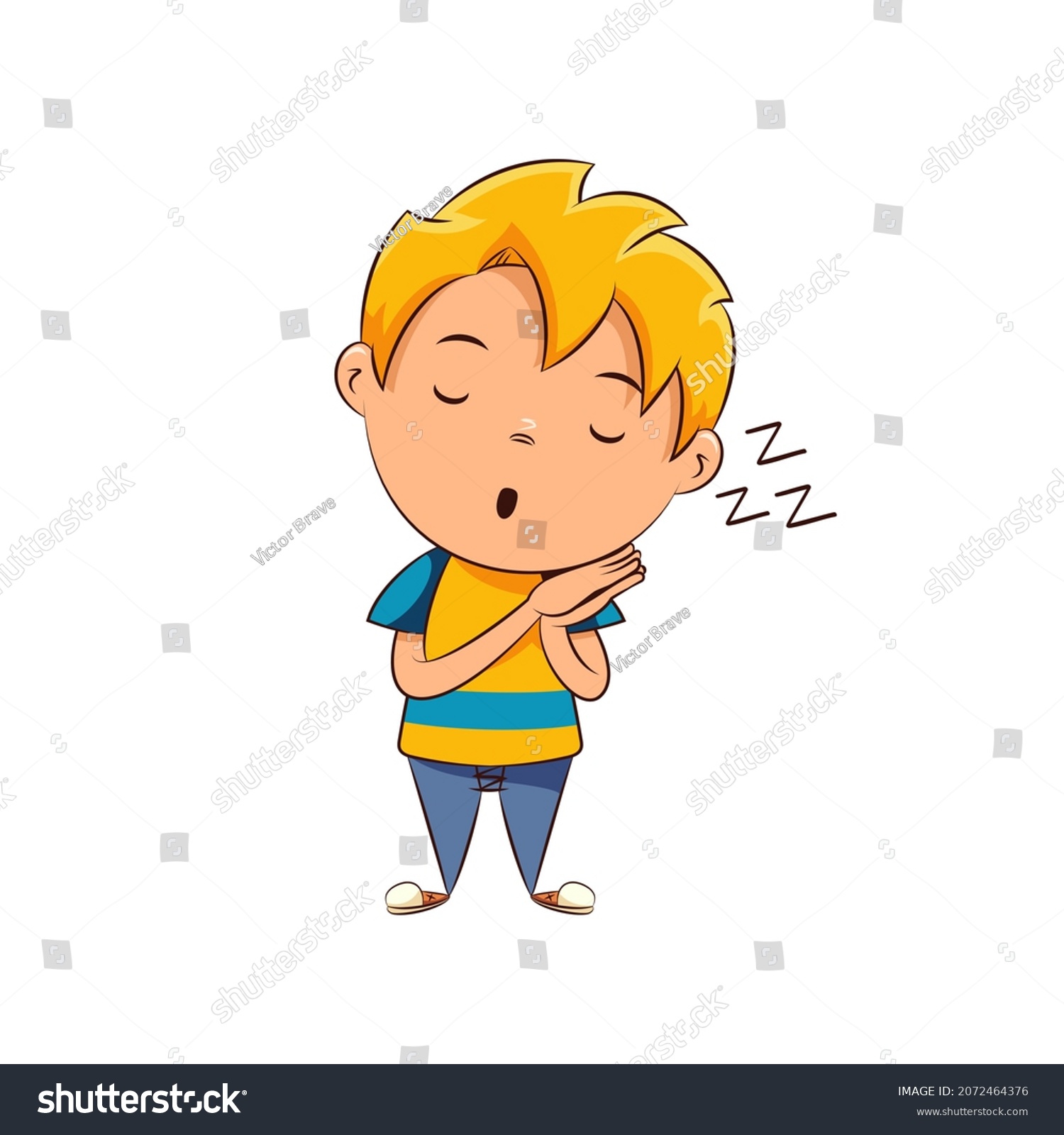 Kid Sleeping Standing Cute Child Exhausted Stock Vector (Royalty Free ...