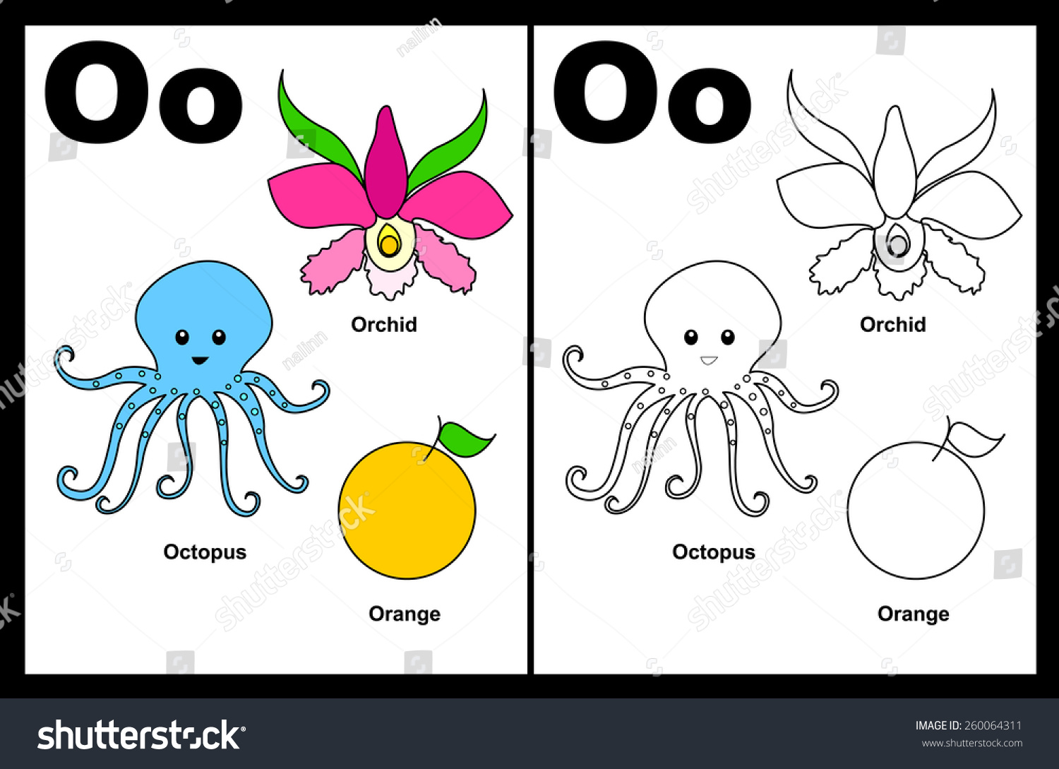 Download Kids Alphabet Coloring Book Page Outlined Stock Vector Royalty Free 260064311