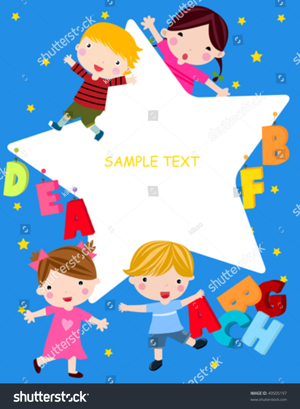 Kids And Banner Stock Vector Illustration 49505197 : Shutterstock