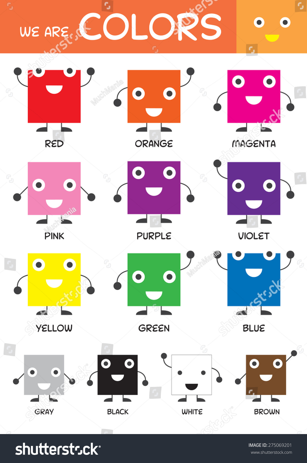 voorstel Uitgaand Bakken Kids Basic Colors Chart Kindergarten Preschool Stock Vector (Royalty Free)  275069201