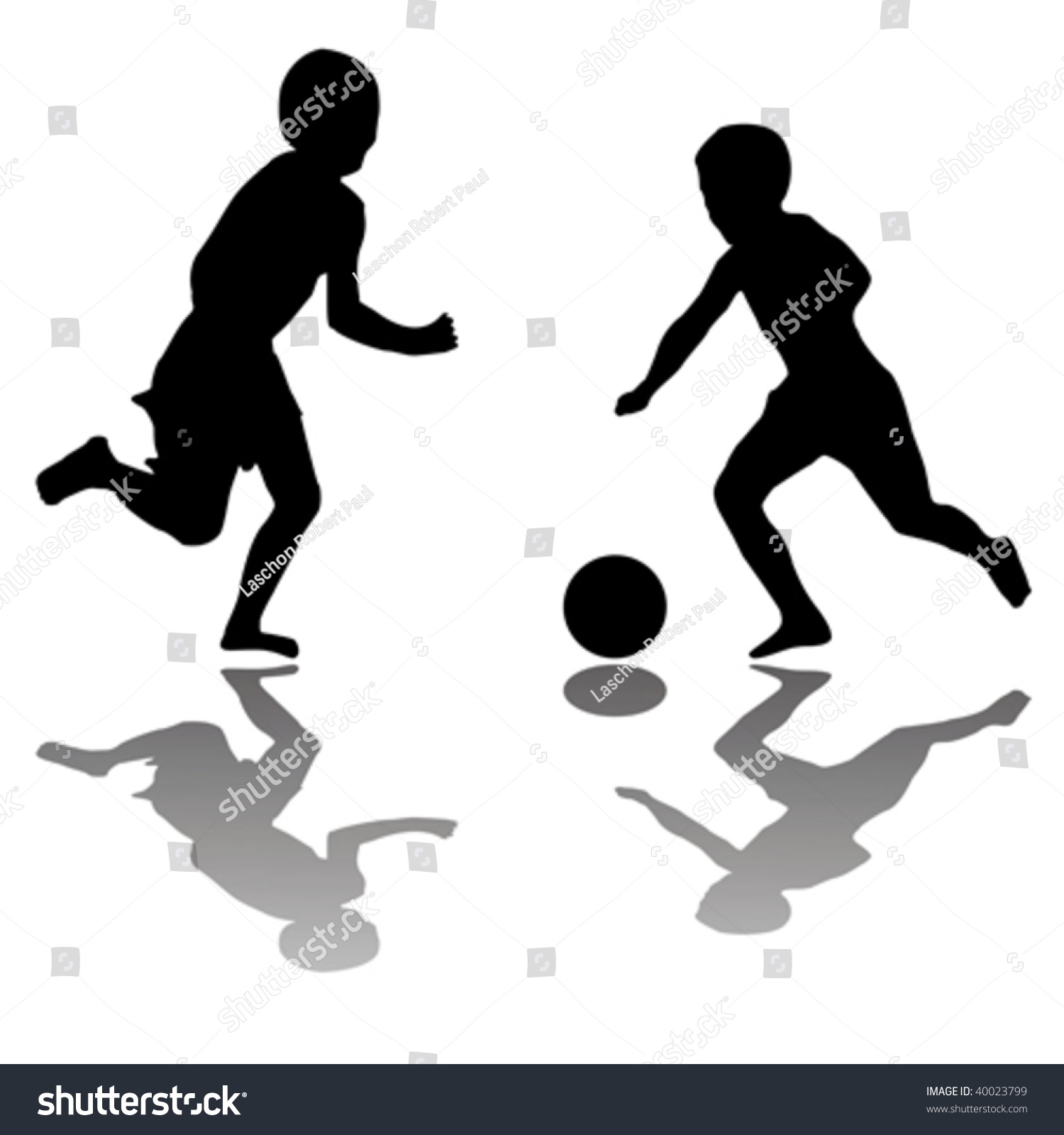 Kids Black Playing Soccer Silhouettes Isolated On White Background ...