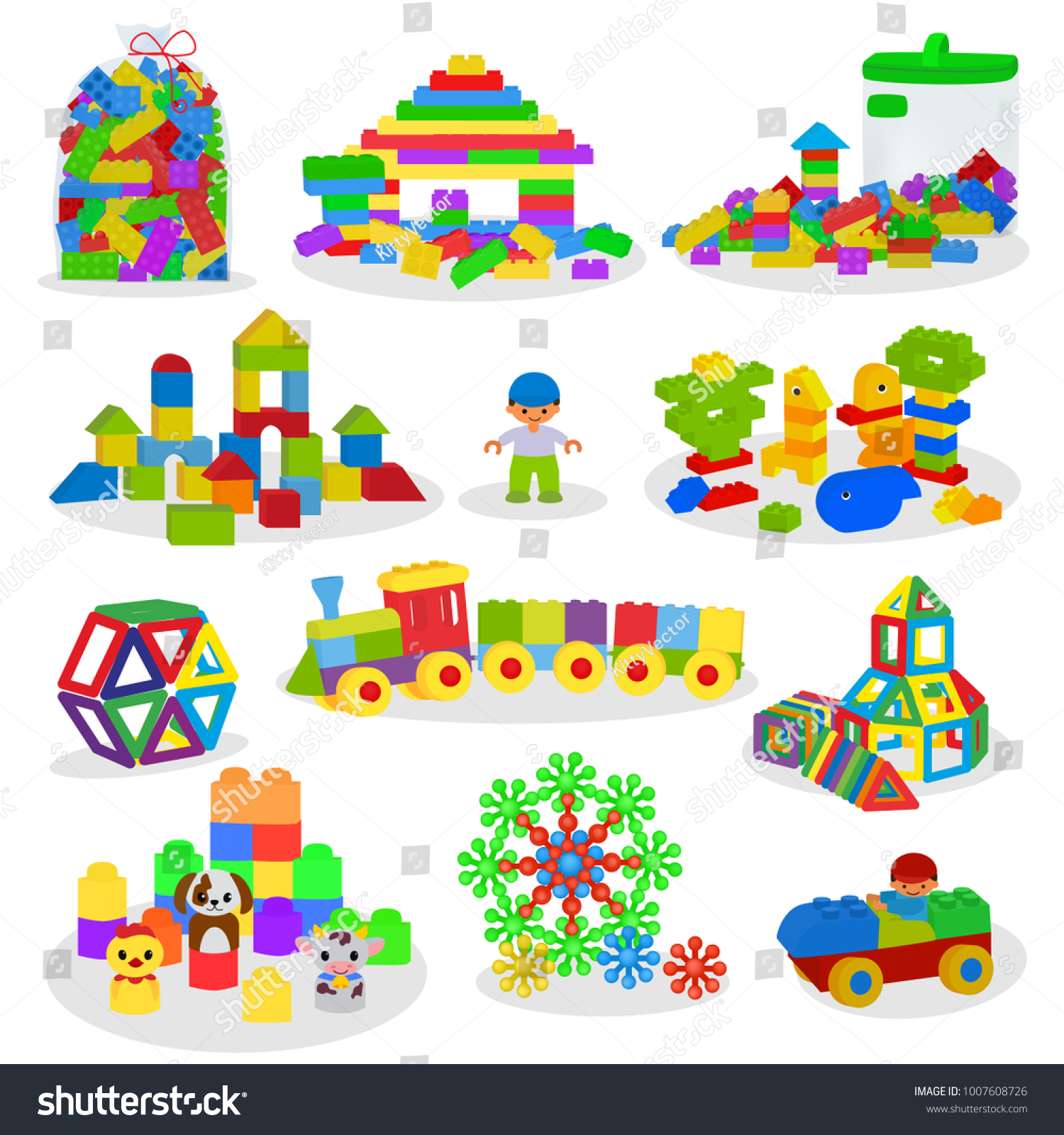Kids Building Blocks Vector Baby Toys Stock Vector (Royalty Free