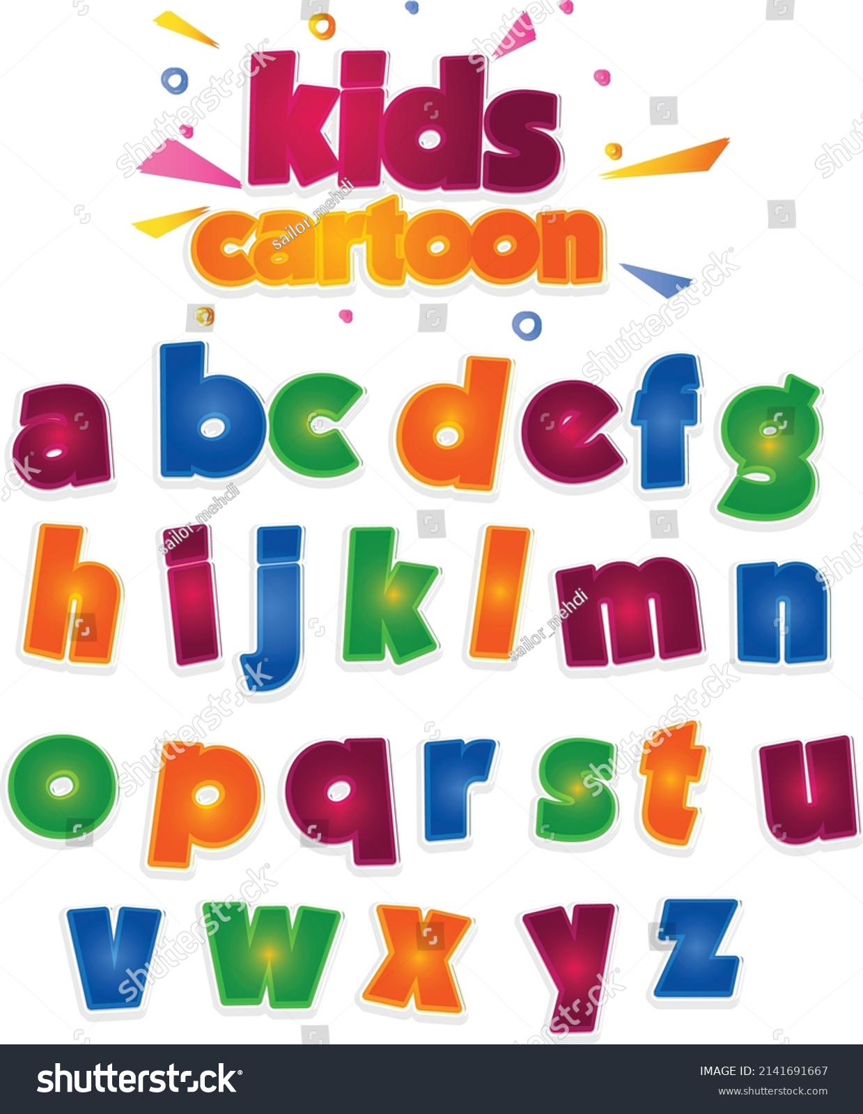 Kids Cartoon Fonts Alphabets Vector Small Stock Vector (Royalty Free ...