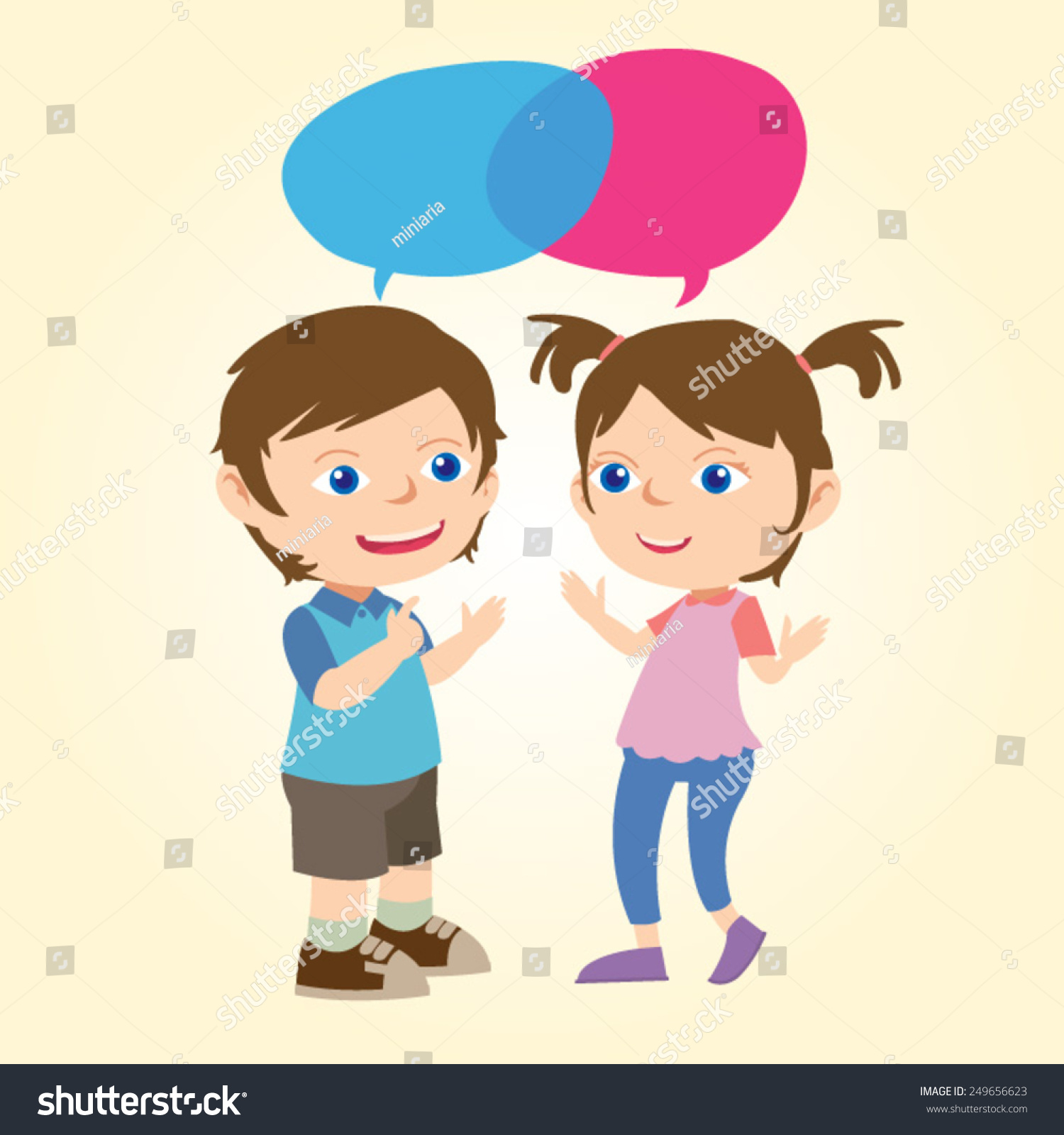 Kids Conversation Bubble Speech Vector Cartoon Stock Vector 249656623 ...