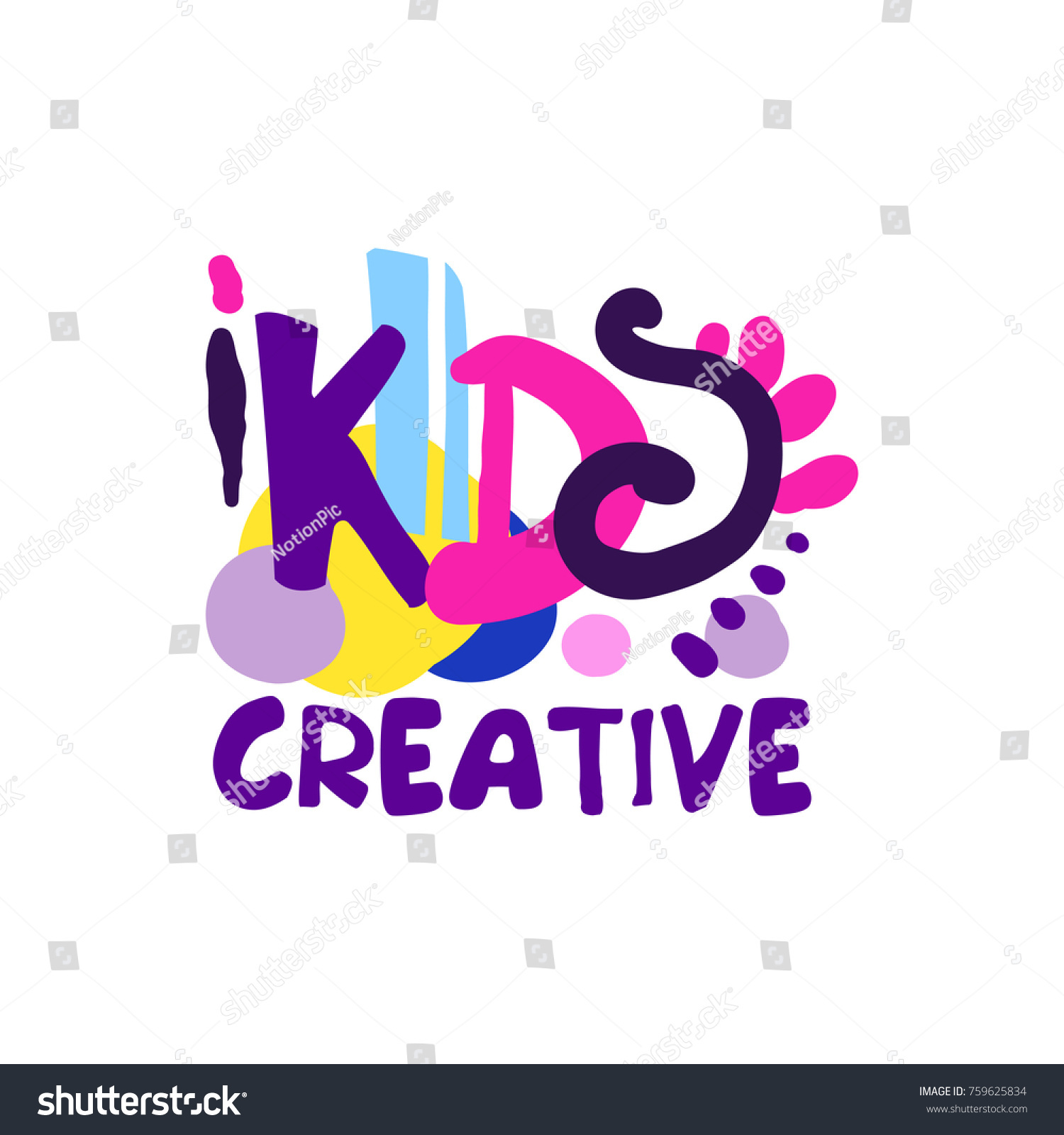 Kids Creative Colorful Logo Design Hand Stock Vector Royalty Free