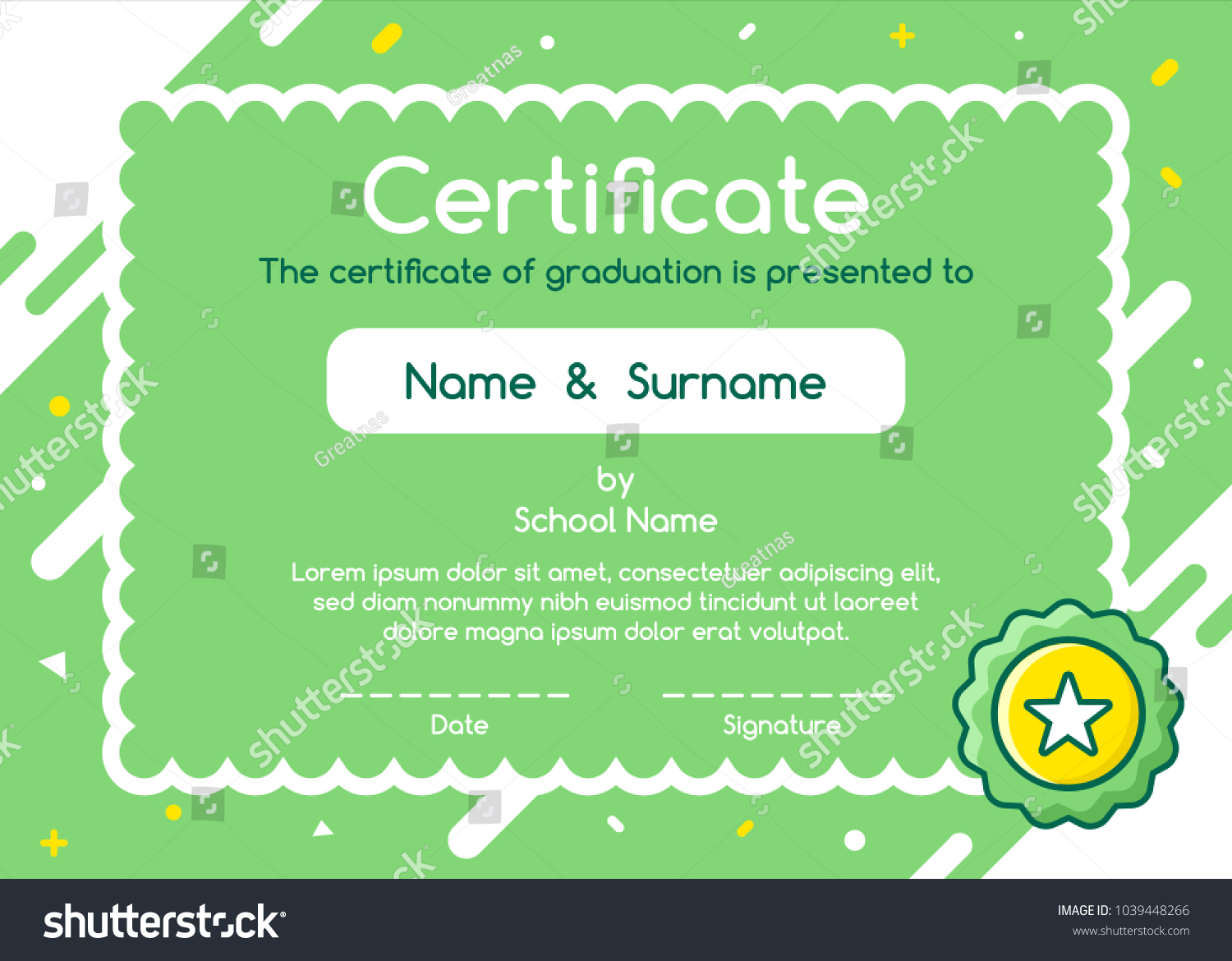 kids-diploma-certificate-cute-style-green-stock-vector-royalty-free