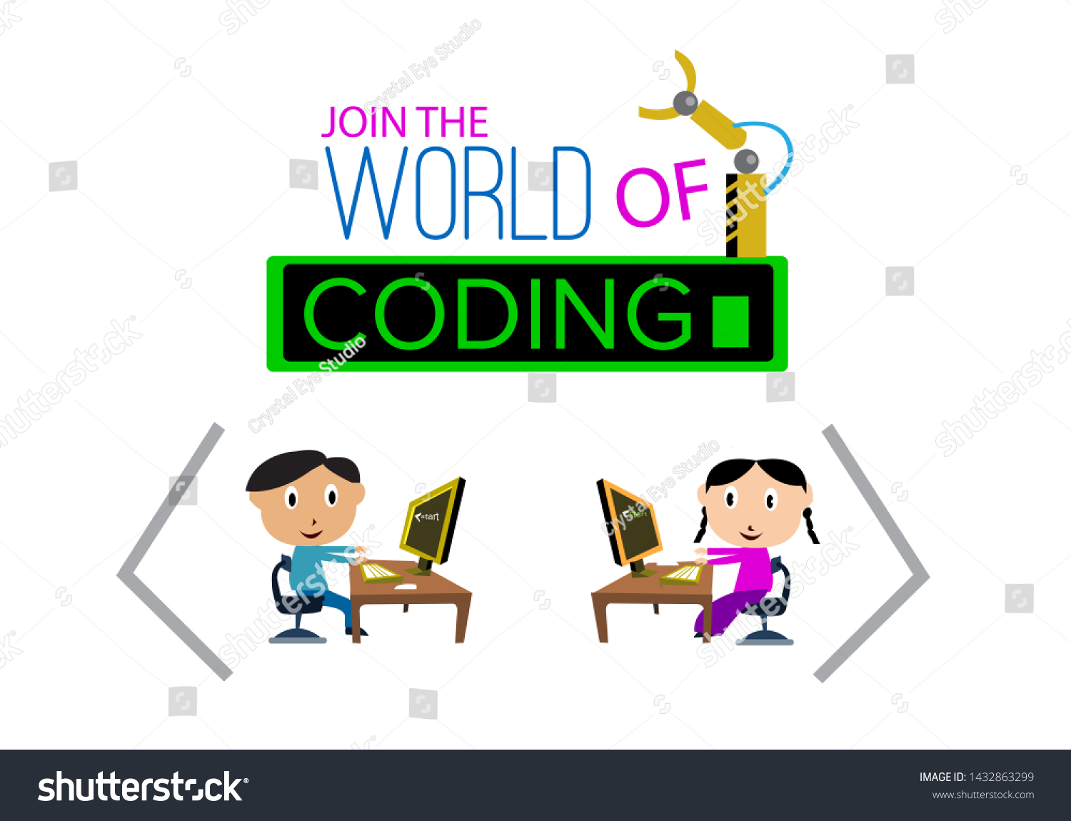 Kids Doing Coding Robotics Stock Vector (Royalty Free) 1432863299 ...