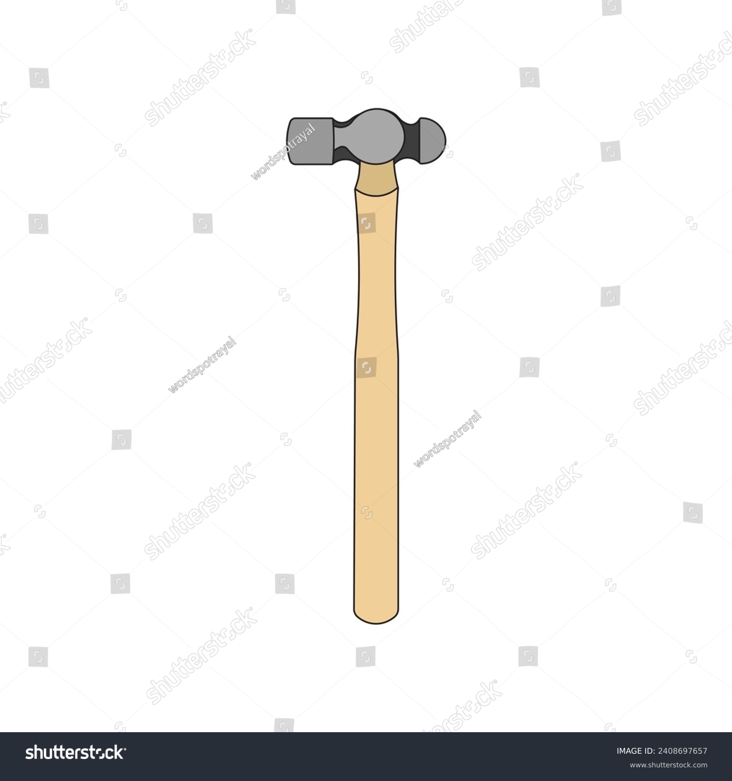 SVG of Kids drawing Cartoon Vector illustration ball peen hammer icon Isolated on White Background svg