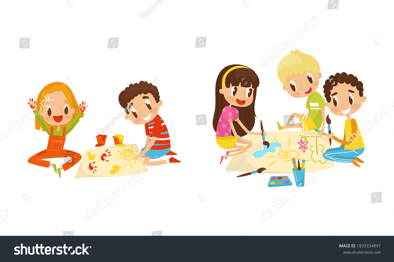 Kids Drawing Paints Hairpencil Vector Set Stock Vector (royalty Free 