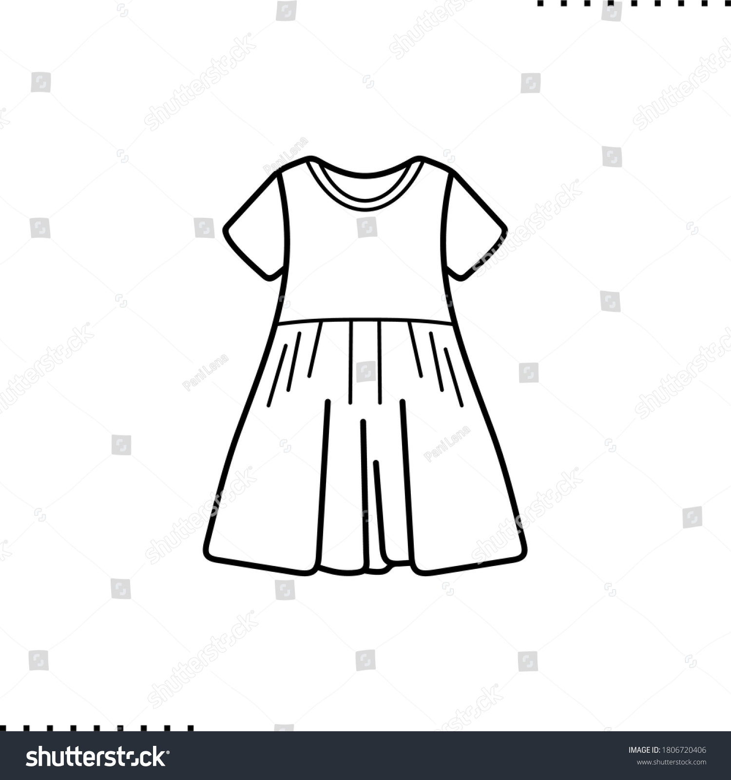 Kids Dress Vector Icon Outline Stock Vector (Royalty Free) 1806720406