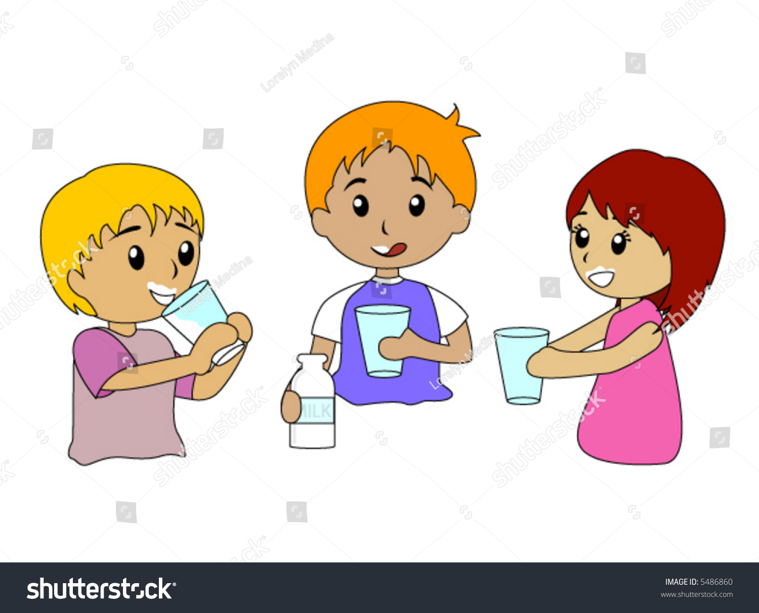 Kids Drink Milk Cartoon