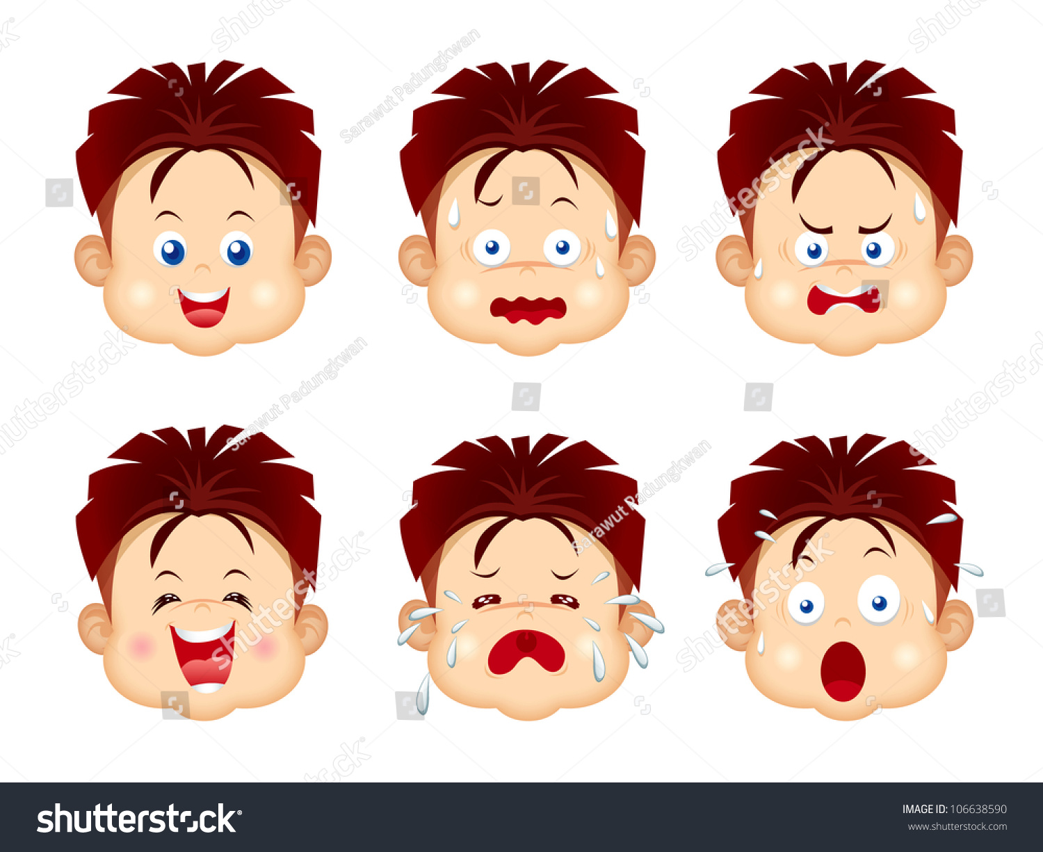 Kids Face Expressions Stock Vector Illustration 106638590 : Shutterstock