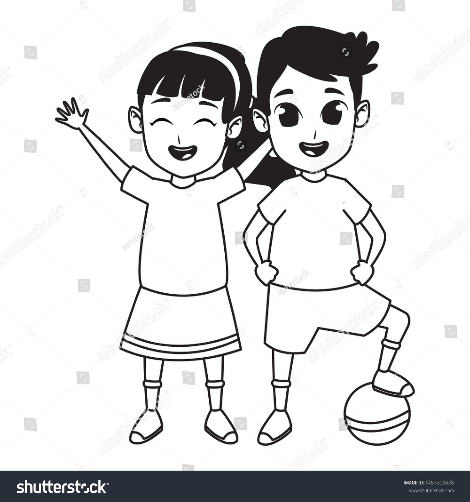 Kids Friends Boy Girl Playing Ball Stock Vector Royalty Free