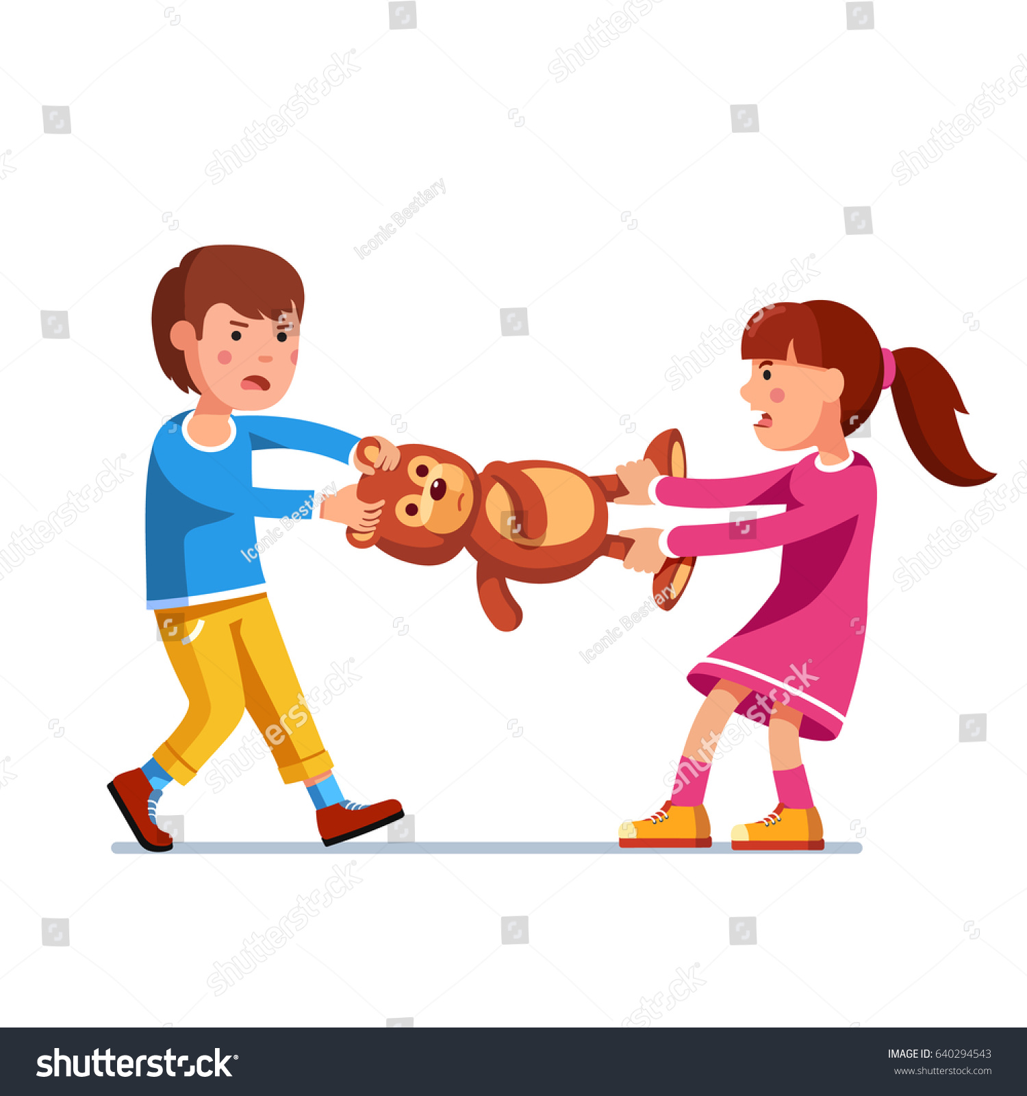 Kids Girl Boy Brother Sister Fighting Stock Vector 640294543 - Shutterstock