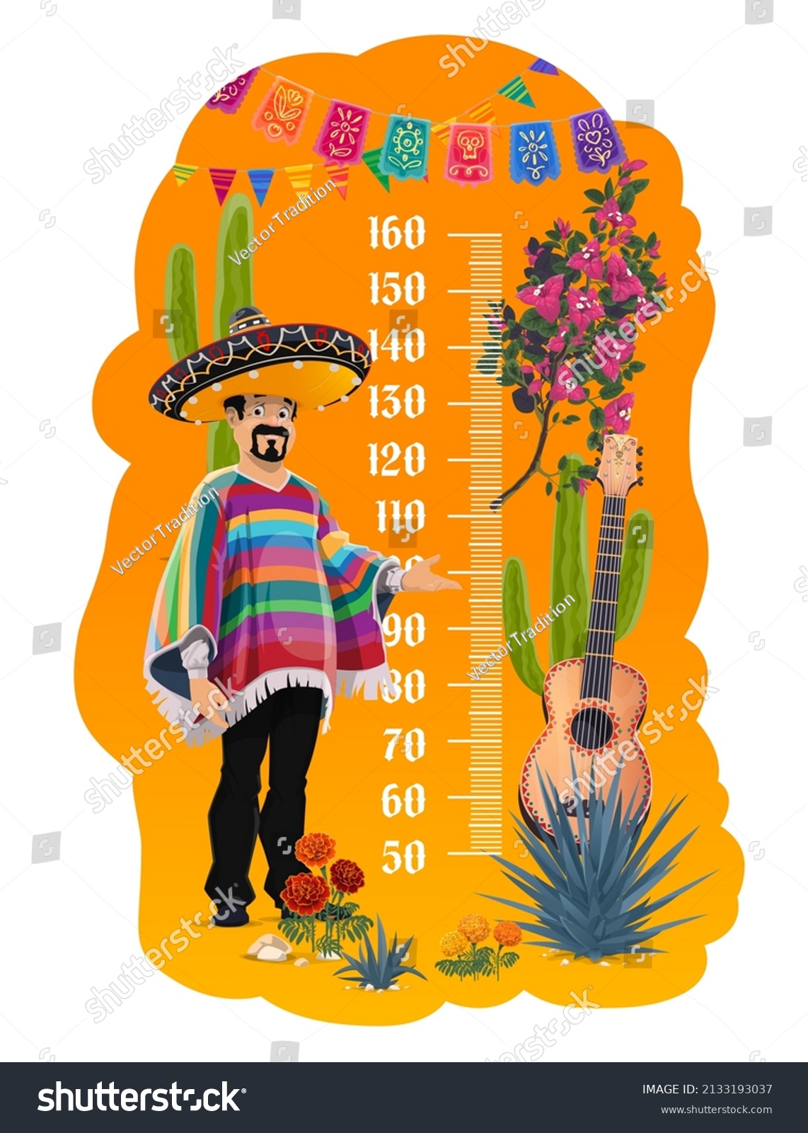 Kids Height Chart Growth Meter Mexican Stock Vector (Royalty Free