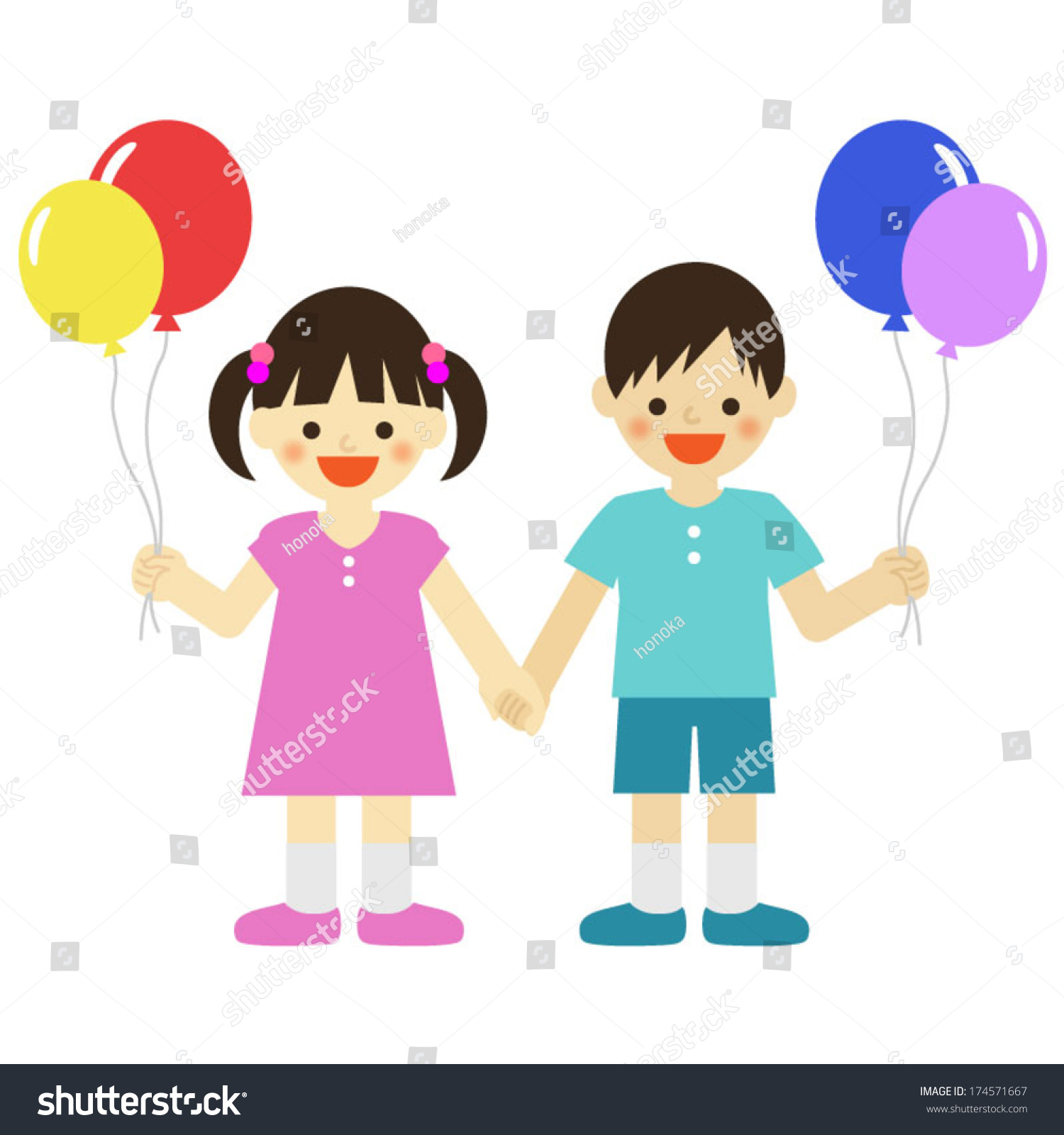 Kids Holding Balloons Vector Eps 10 Stock Vector 174571667 - Shutterstock