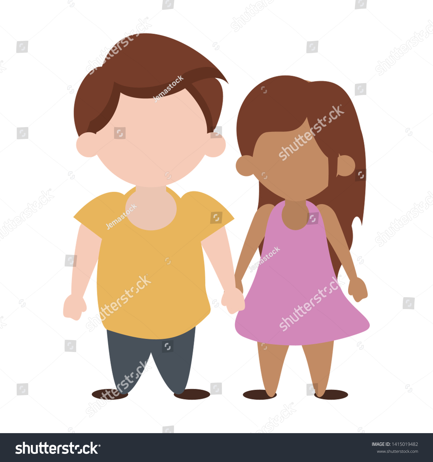 Kids Love Boy Girl Holding Hands Stock Vector Royalty Free