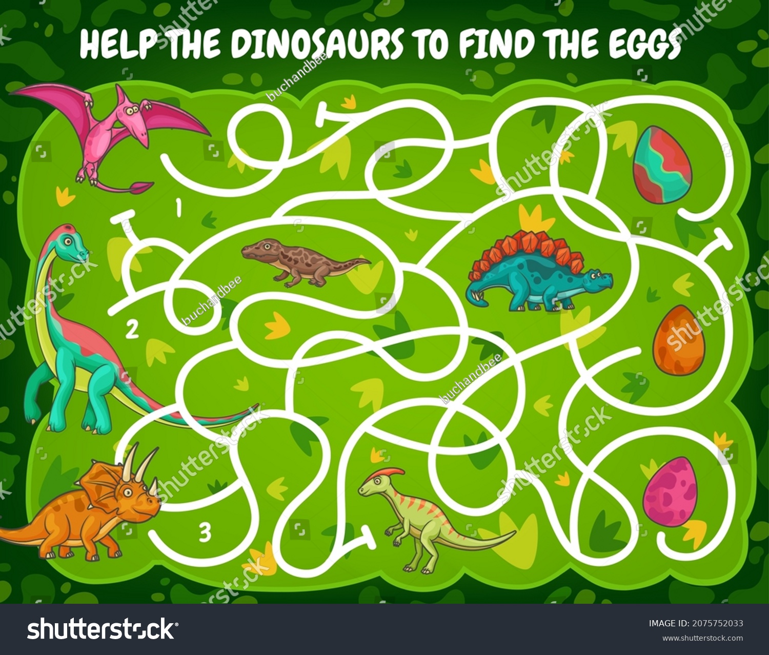 Kids Labyrinth Maze Help Dinosaur Find Stock Vector (Royalty Free ...