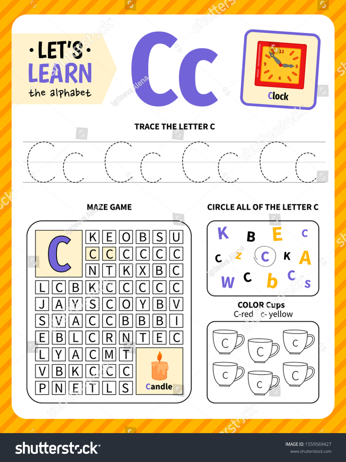 SVG of Kids learning material. Worksheet for learning alphabet. Letter C. svg