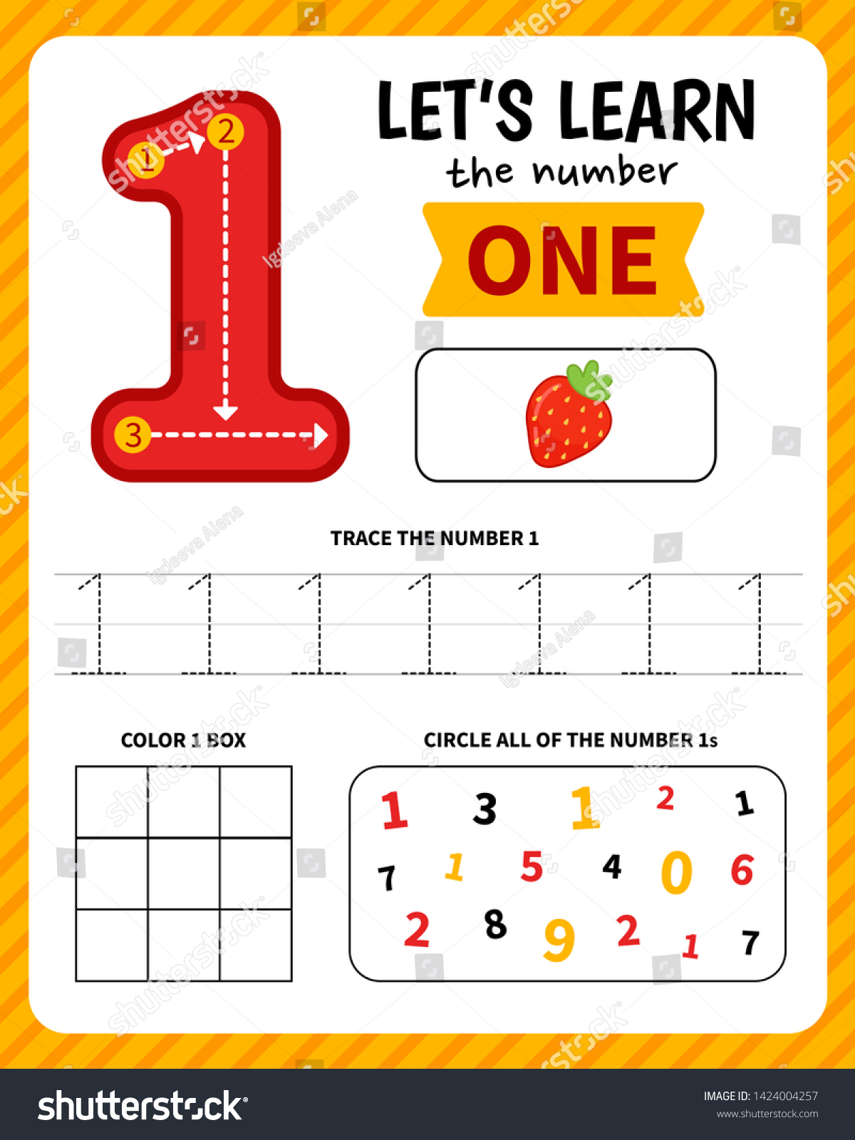 kids learning material worksheet learning numbers stock vector royalty free 1424004257