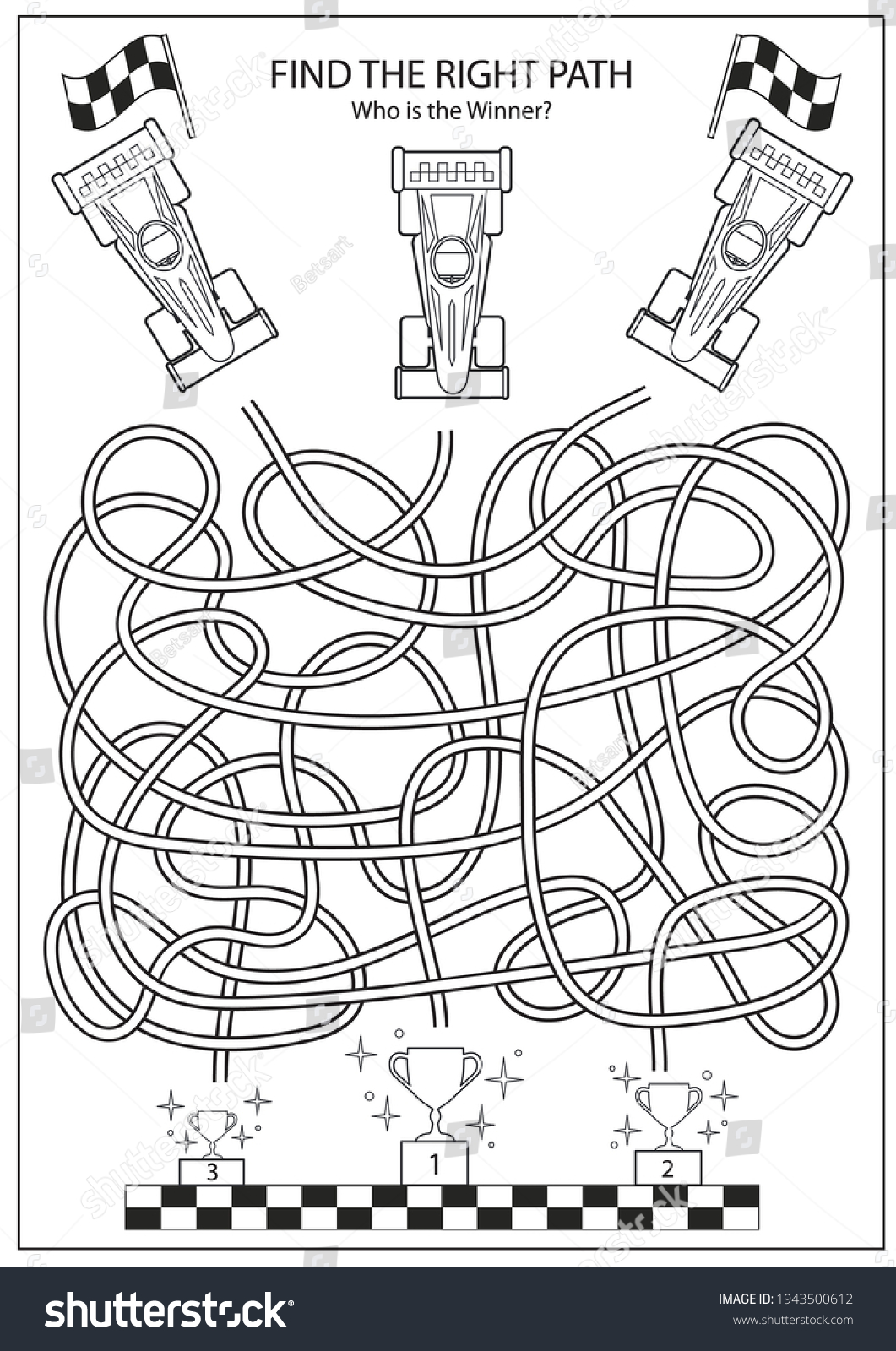 Kids Maze Game Racing Cars Kids Stock Vector (Royalty Free) 1943500612