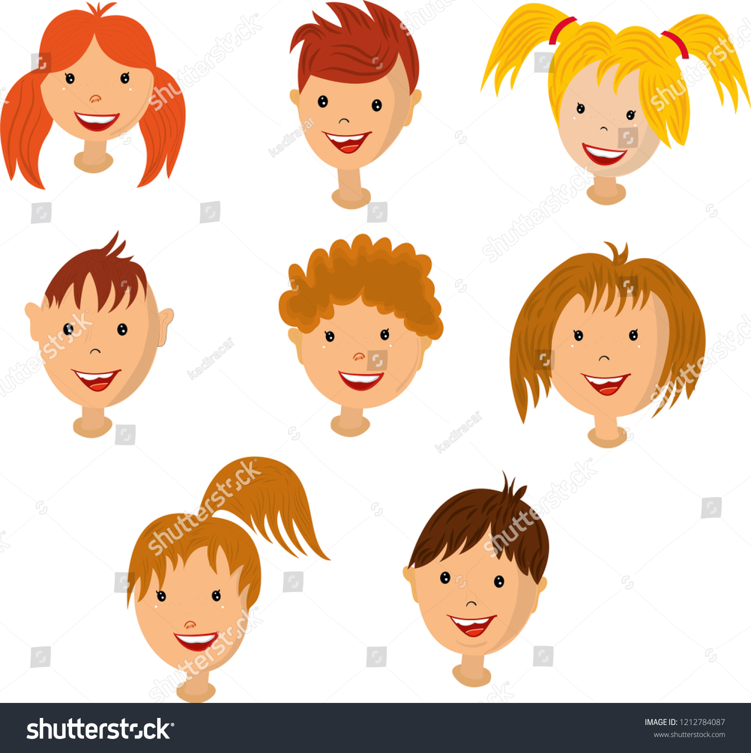 Kids New Faces Kids Drawing Heads Stock Vector Royalty Free 1212784087