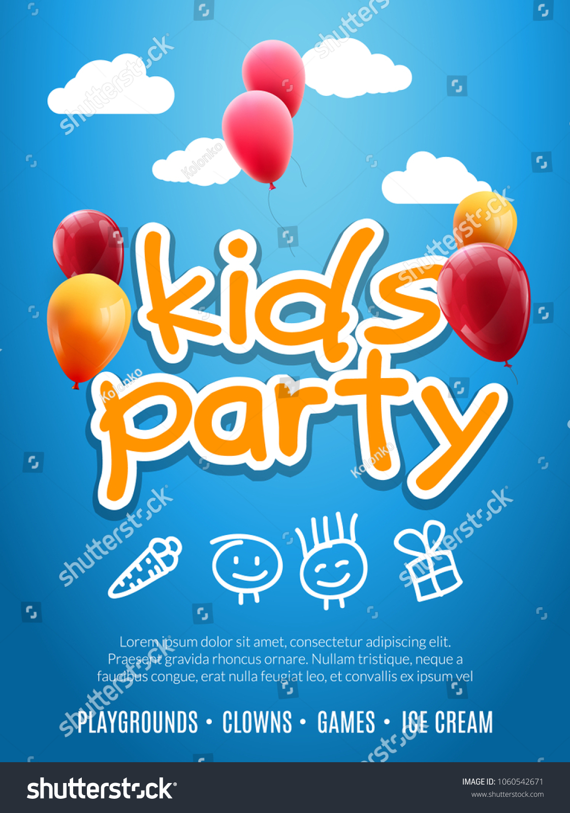 kids party invitation design template child のベクター画像素材