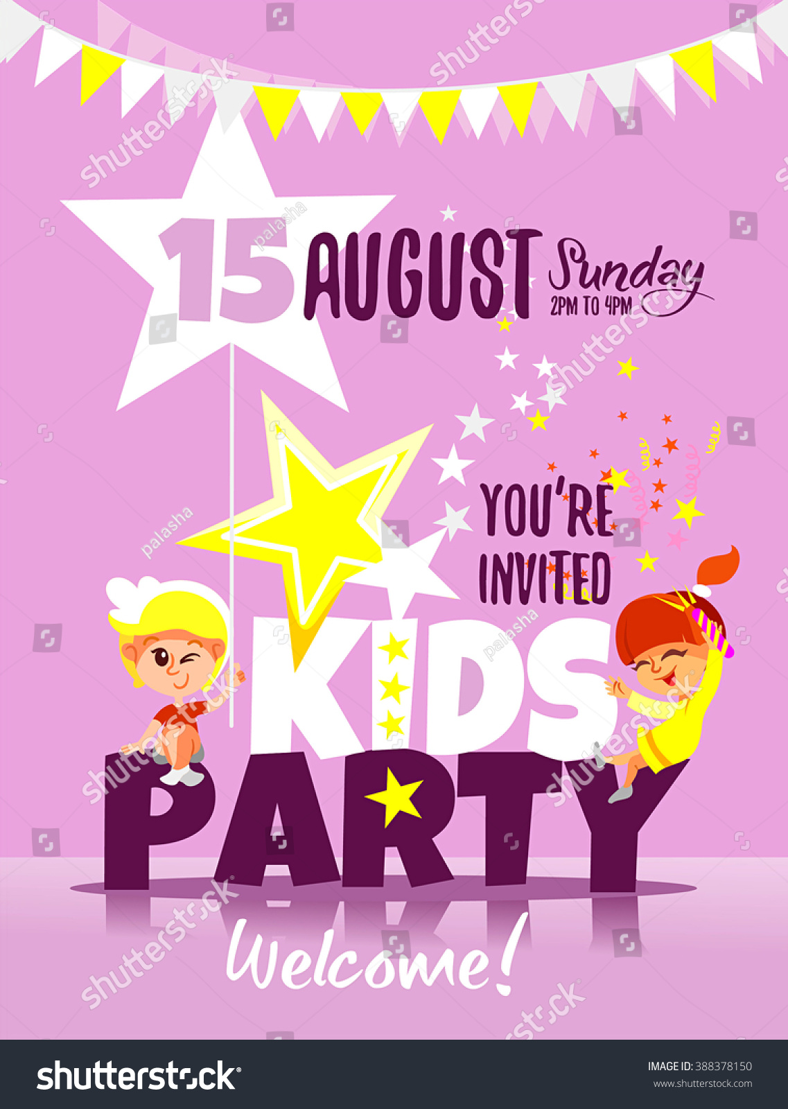 Kids Party Invitation Design Template Happy Stock Vector (Royalty Free