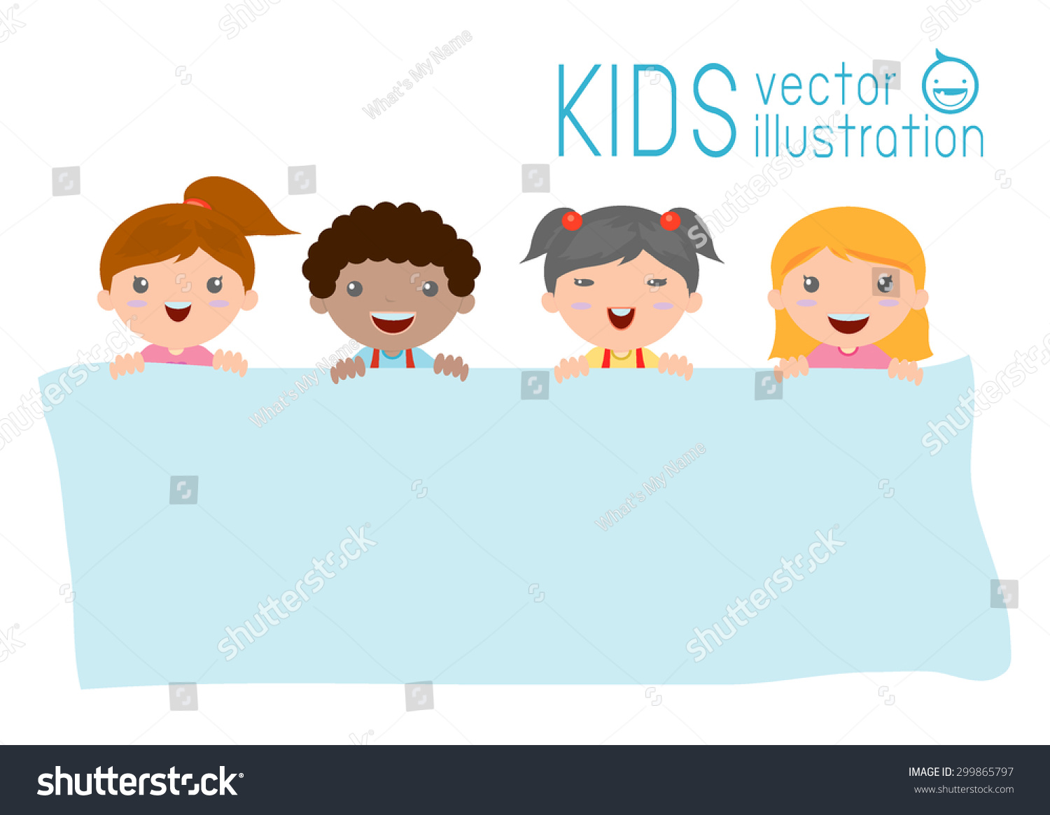 Kids Peeping Behind Placard Happy Children: เวกเตอร์สต็อก (ปลอดค่า ...