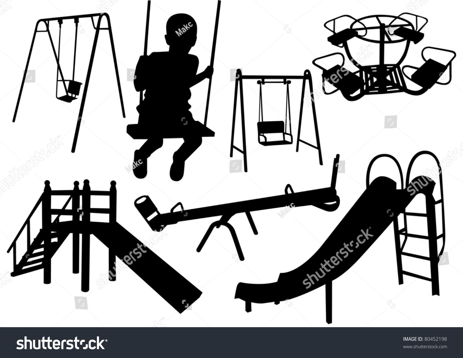 Kids Playground Silhouette Stock Vector 80452198 - Shutterstock