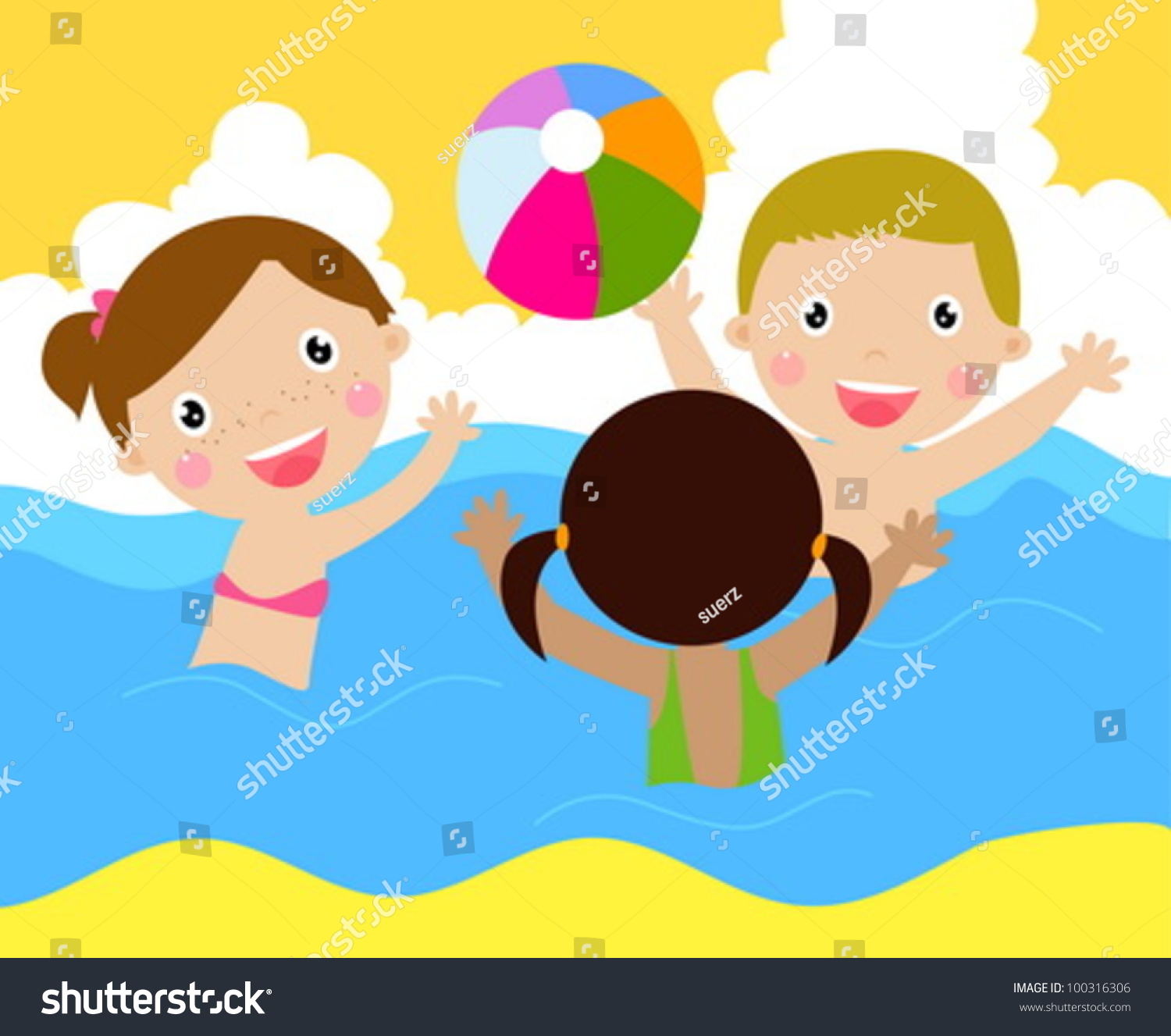 Kids Playing Ball Stock Vector (Royalty Free) 100316306