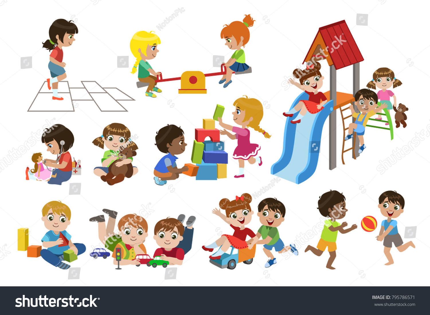 141 061 Kids Indoor Games Images Stock Photos Vectors Shutterstock   Stock Vector Kids Playing Indoors Set 795786571 