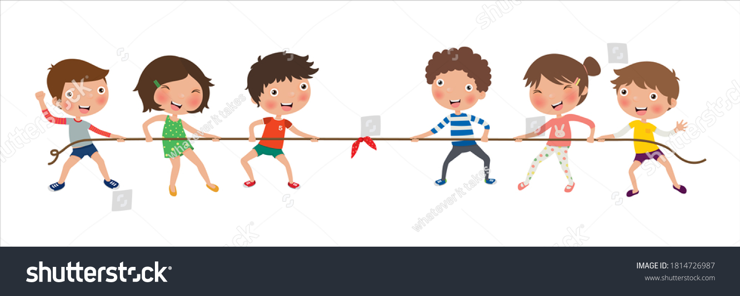 Kids Playing Tug War Children Pull Stock Vector (Royalty Free) 1814726987