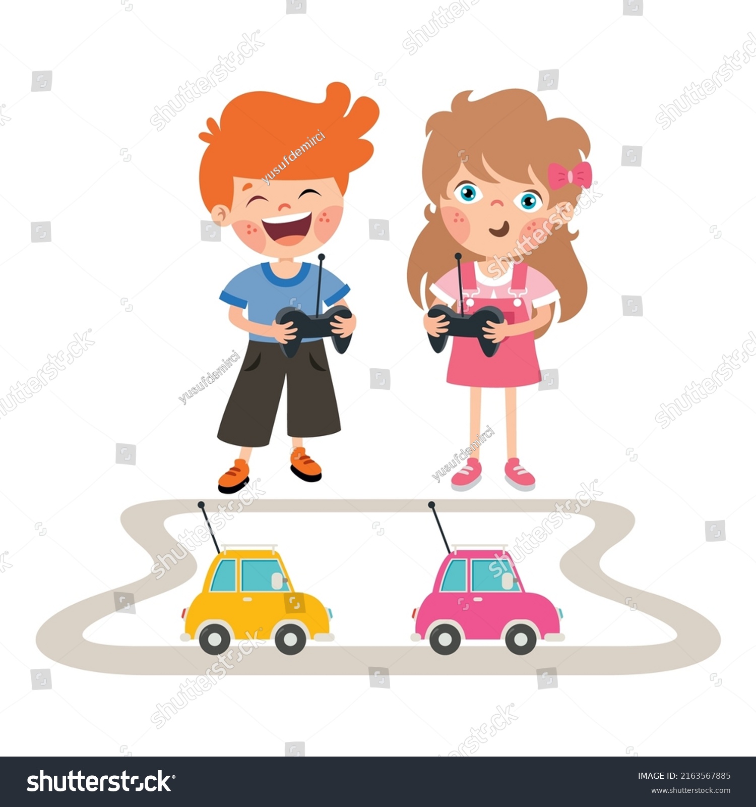 Kids Playing Remote Control Car Stock Vector (Royalty Free) 2163567885 ...