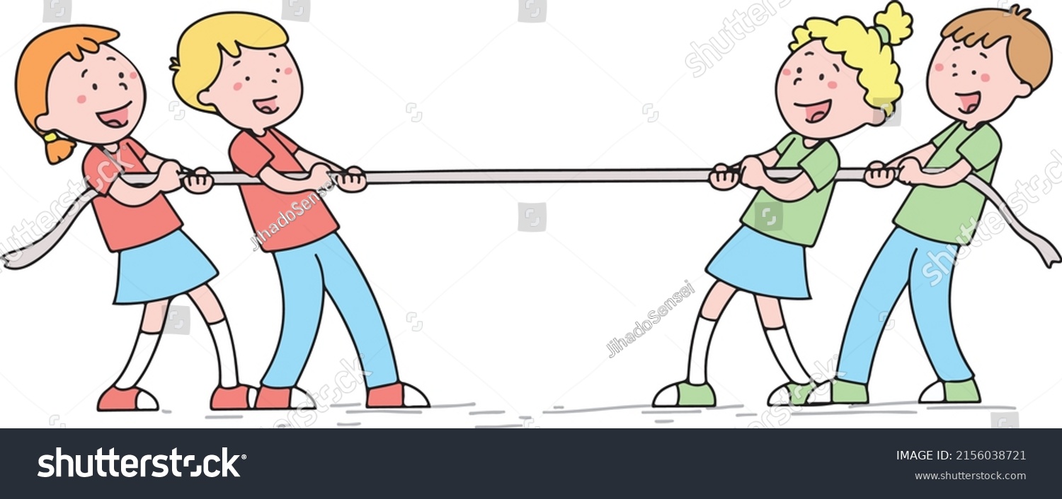 Kids Pulling Rope Students Pulling Rope Stock Vector (Royalty Free ...