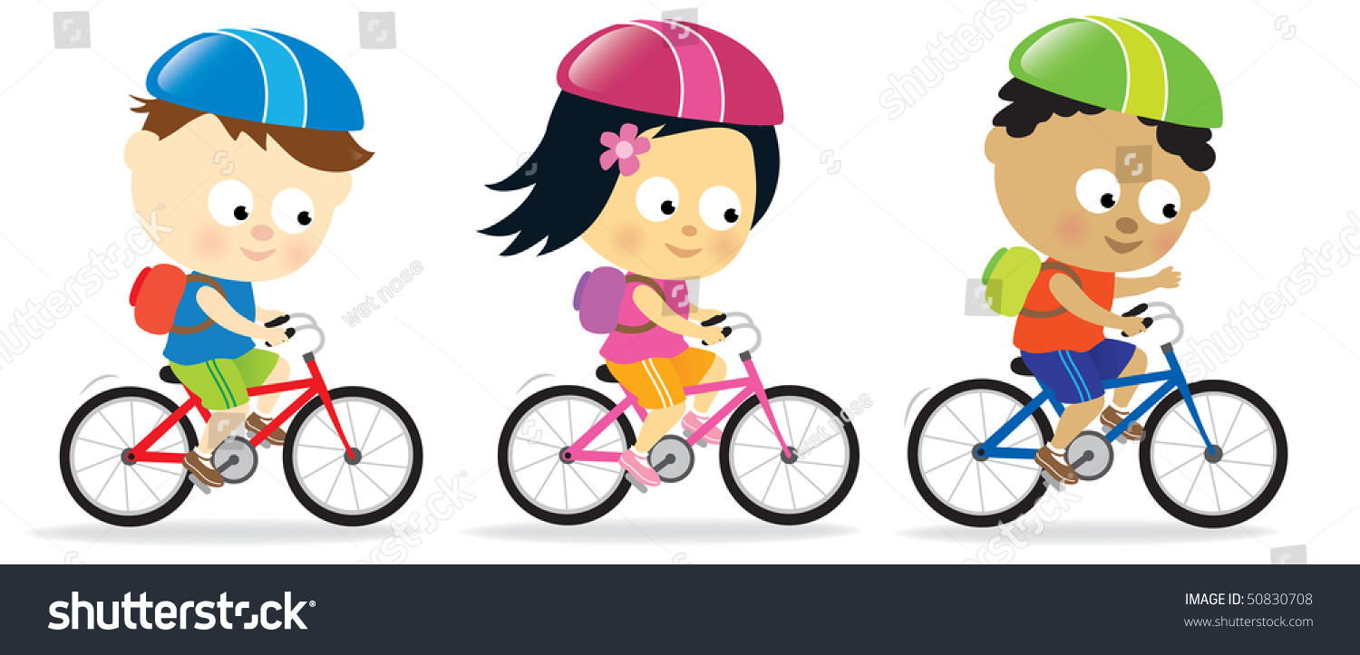 Kids Riding Bikes Stock Vector (Royalty Free) 50830708