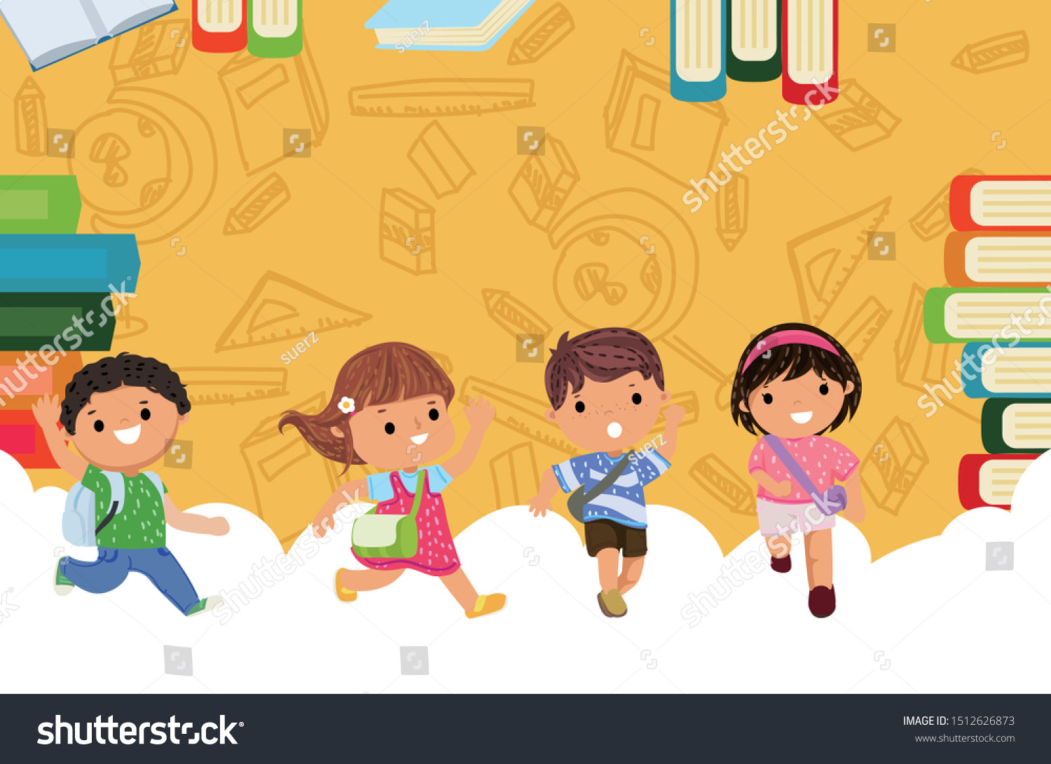 Kids Running Back School Education Concept Stock Vector (Royalty Free ...