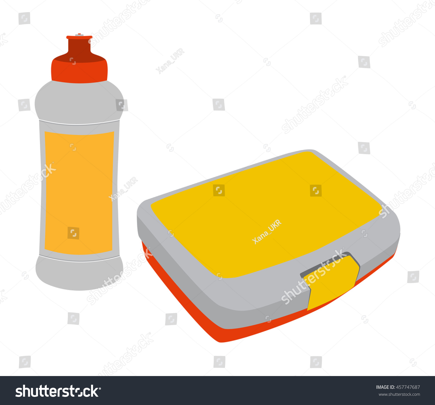 box bottle vector Kids Stock 457747687 Lunch Box Vector Bottle Water School