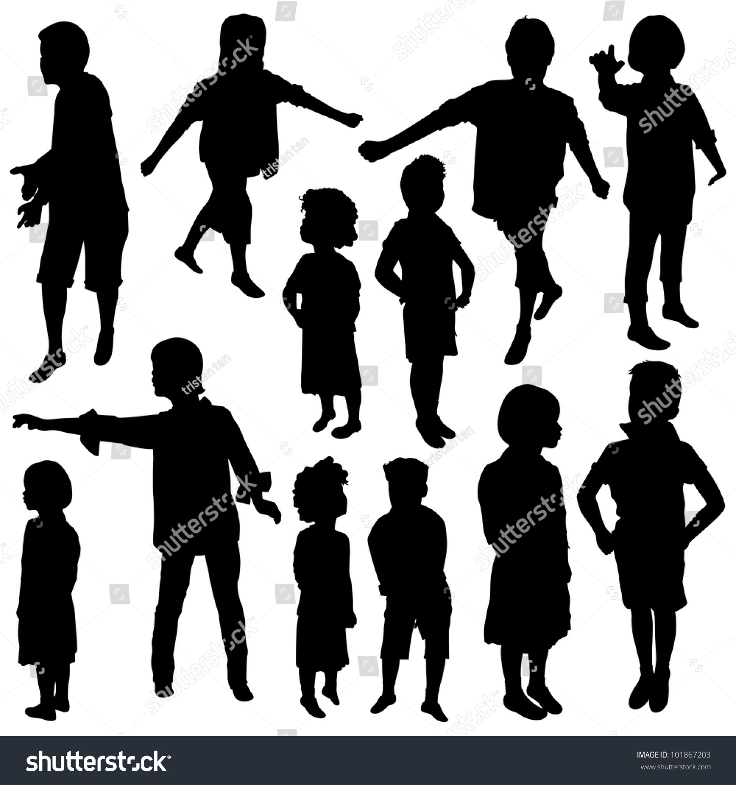 Kids Silhouettes Stock Vector Illustration 101867203 : Shutterstock